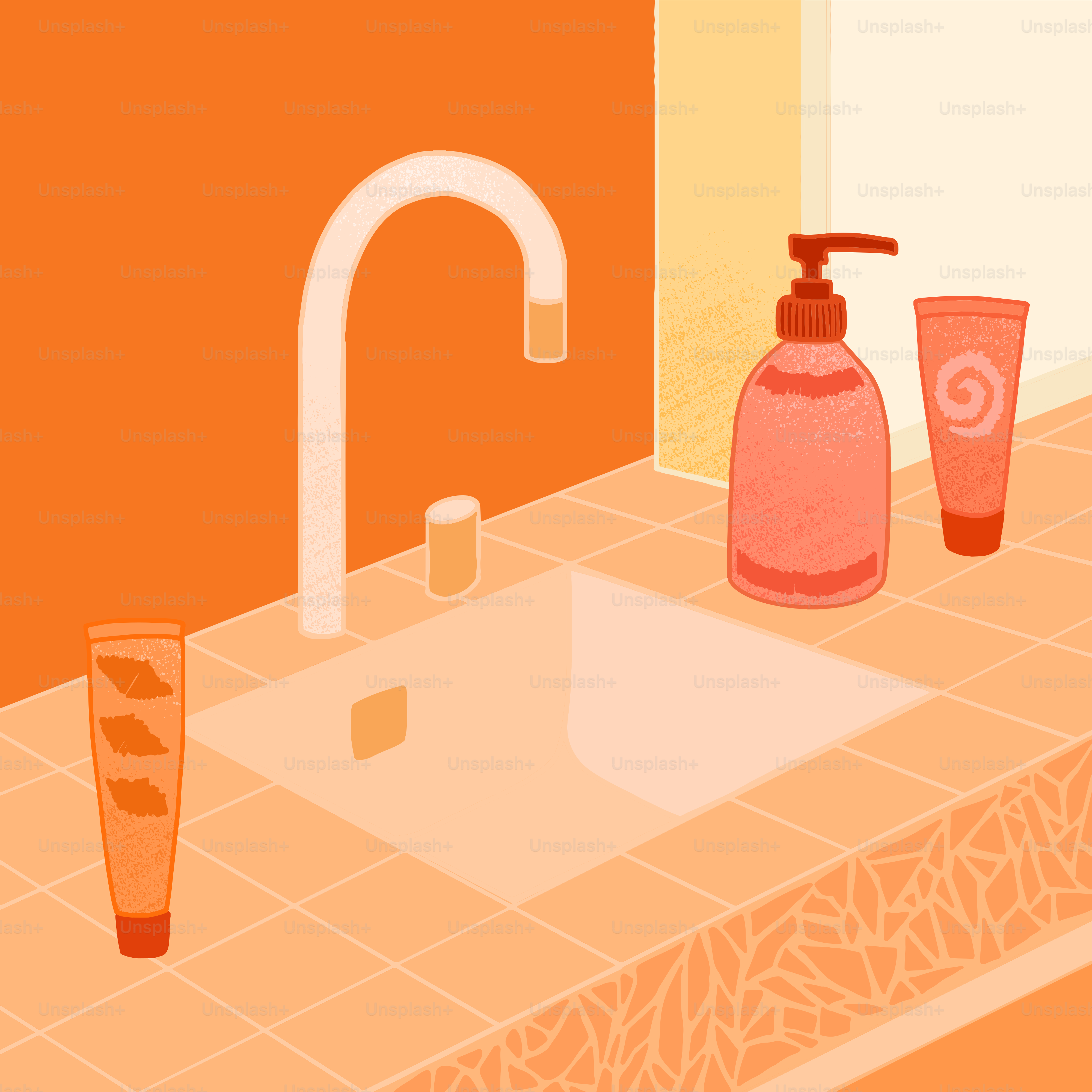 A bathroom with a sink, soap dispenser, and lotion