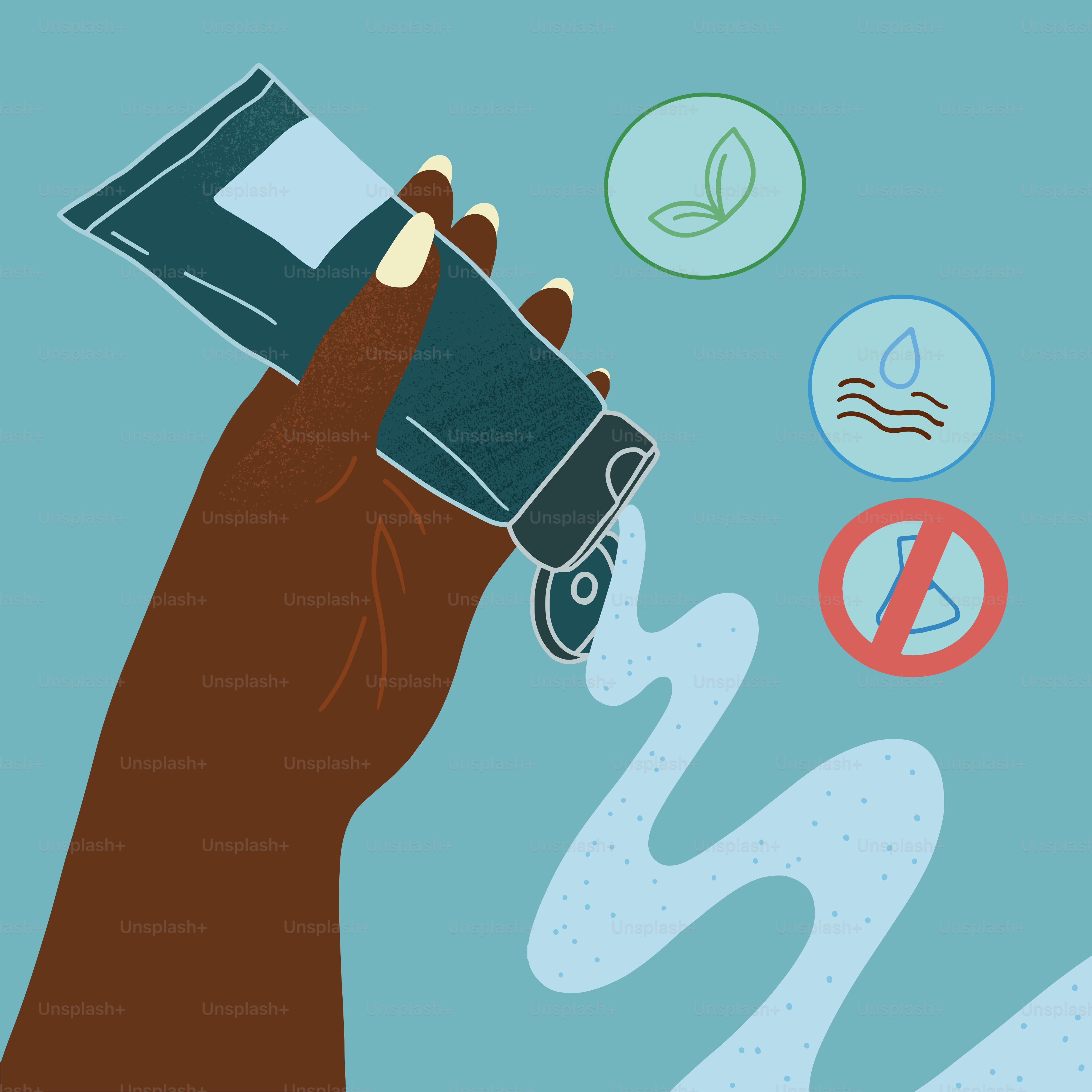 A hand holding a cup with a lot of stickers on it