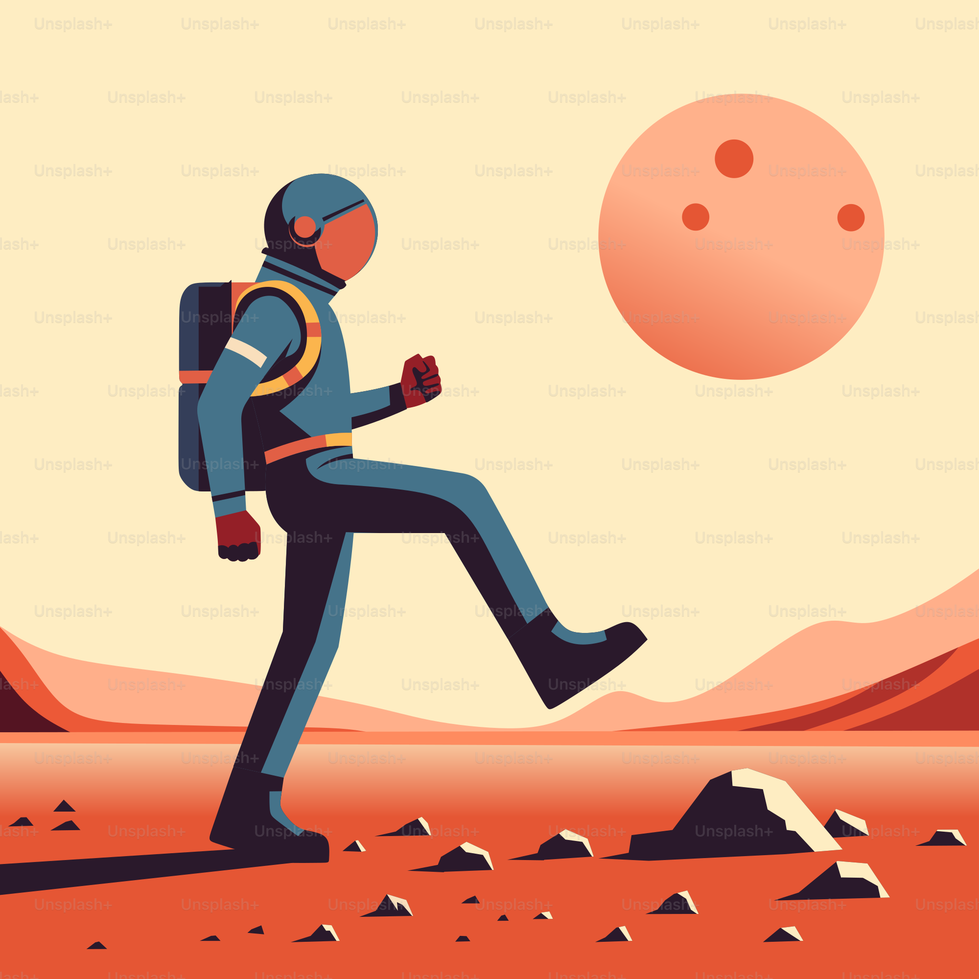 Un hombre con una mochila camina por un desierto