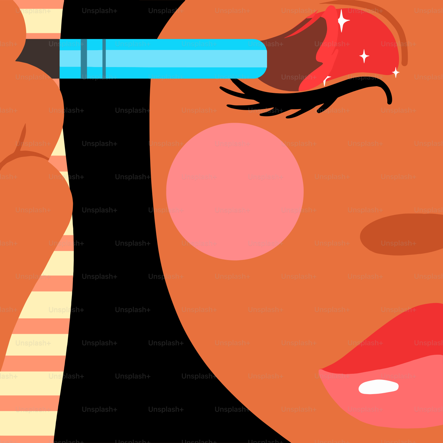 A woman with a cigarette in her mouth