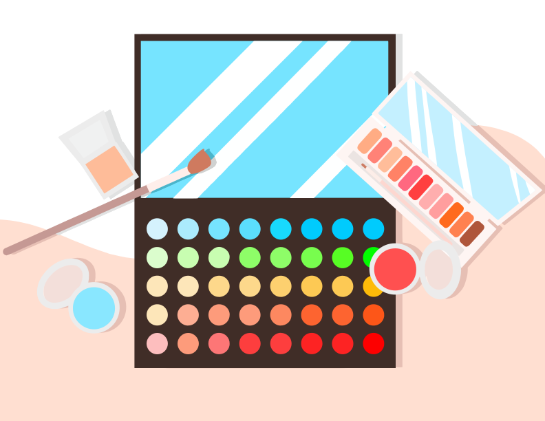 A person's hand holding a palette of paint and a brush