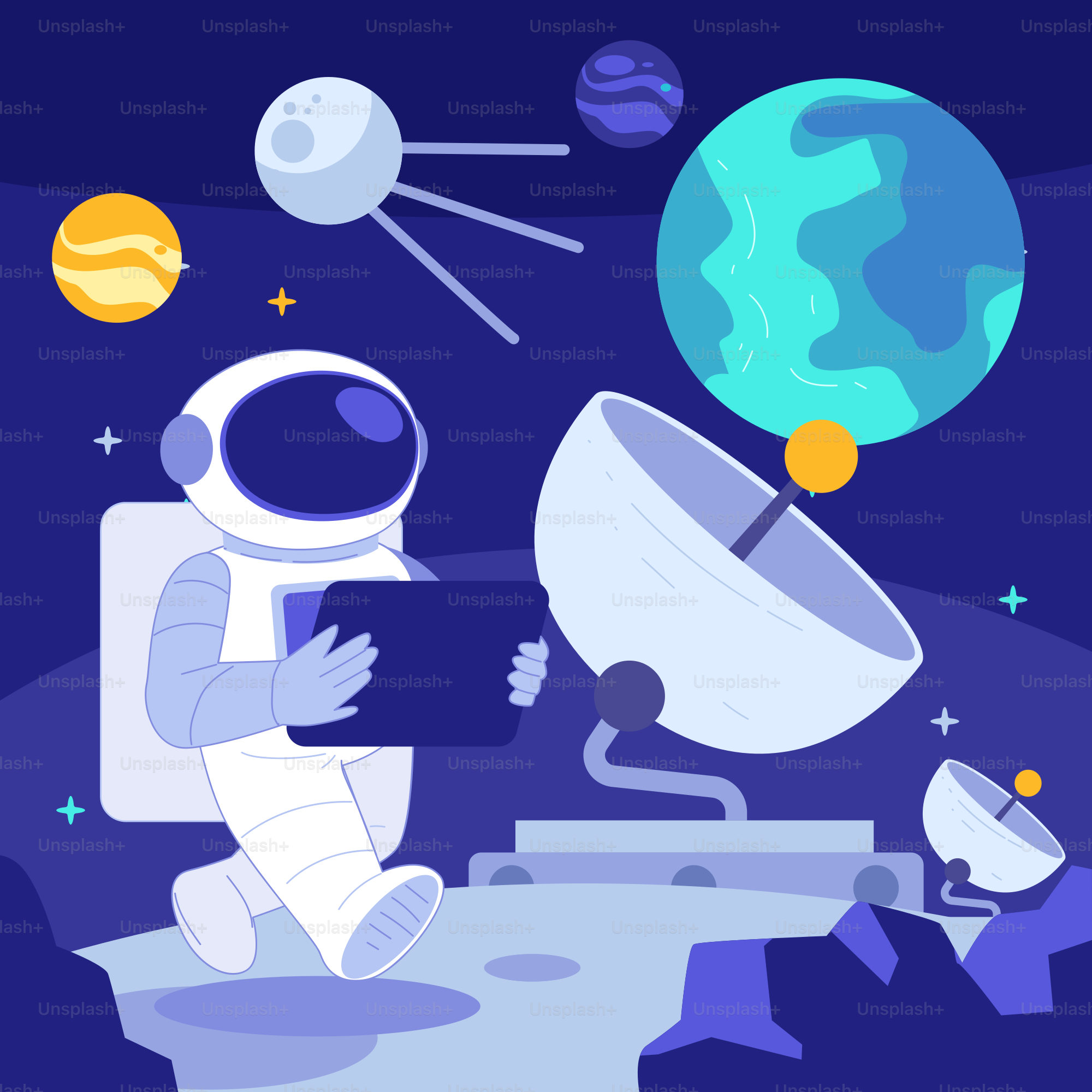 Ein Astronaut, der im Weltraum auf einer Toilette sitzt