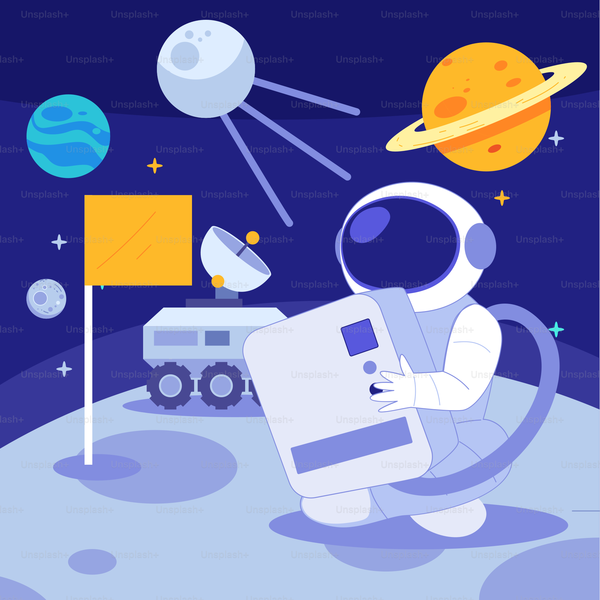 An astronaut on the moon holding a sign