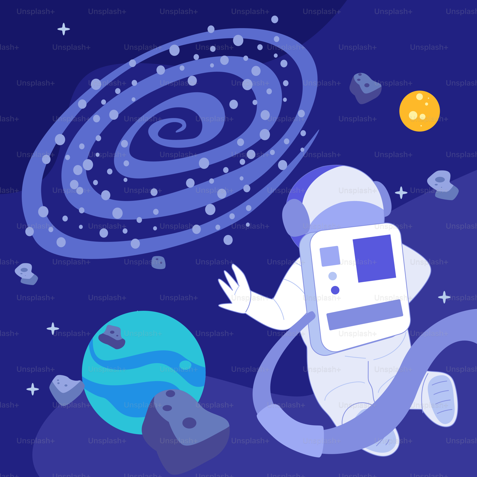 Um astronauta flutuando no espaço ao lado de um planeta