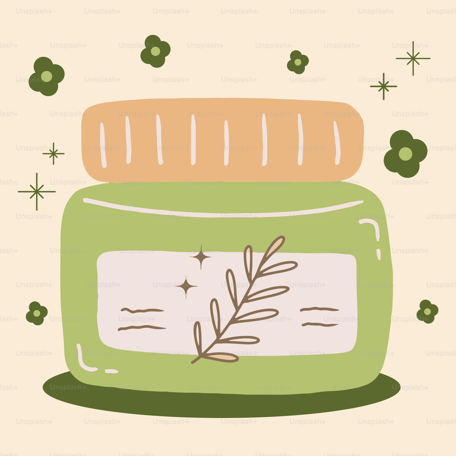 A jar with a plant inside of it
