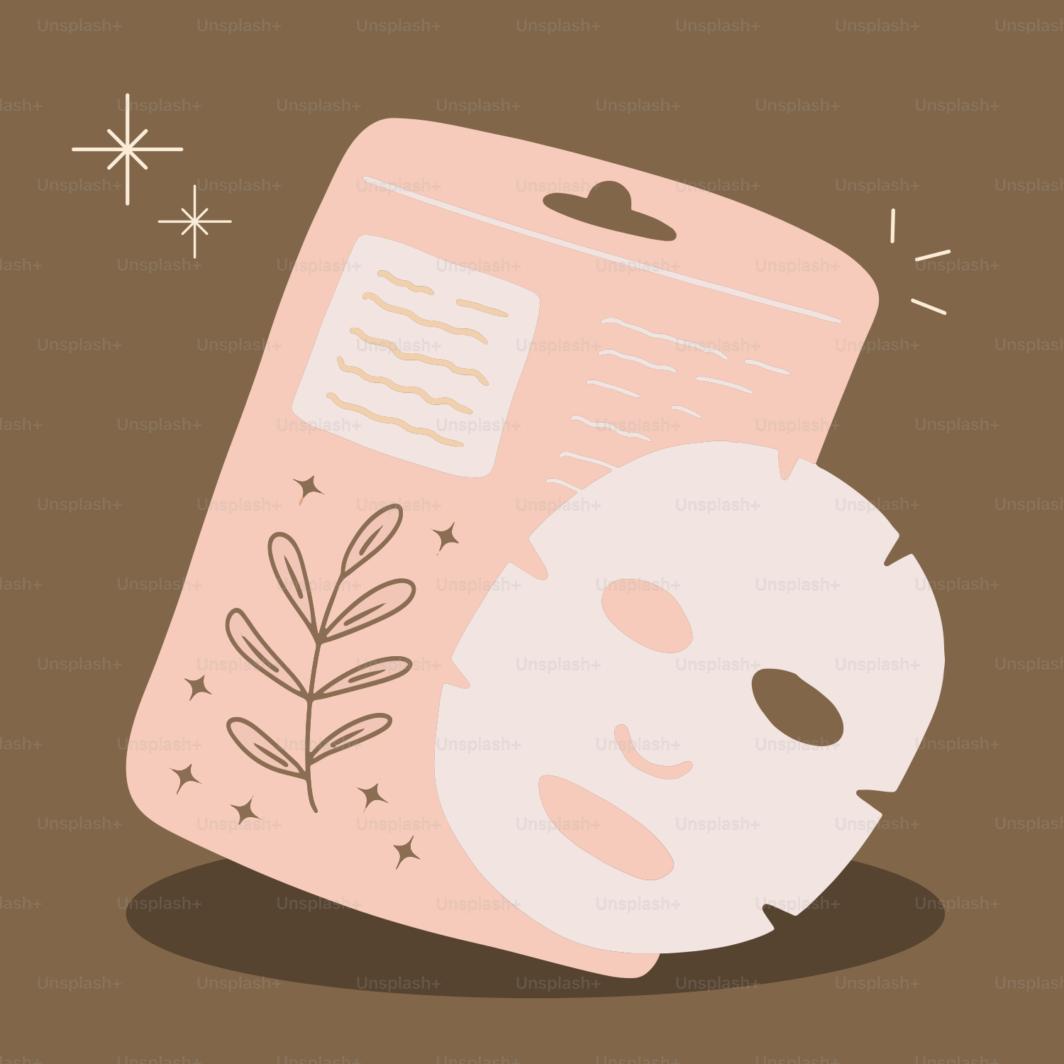 Una máscara de hoja sobre una hoja de papel