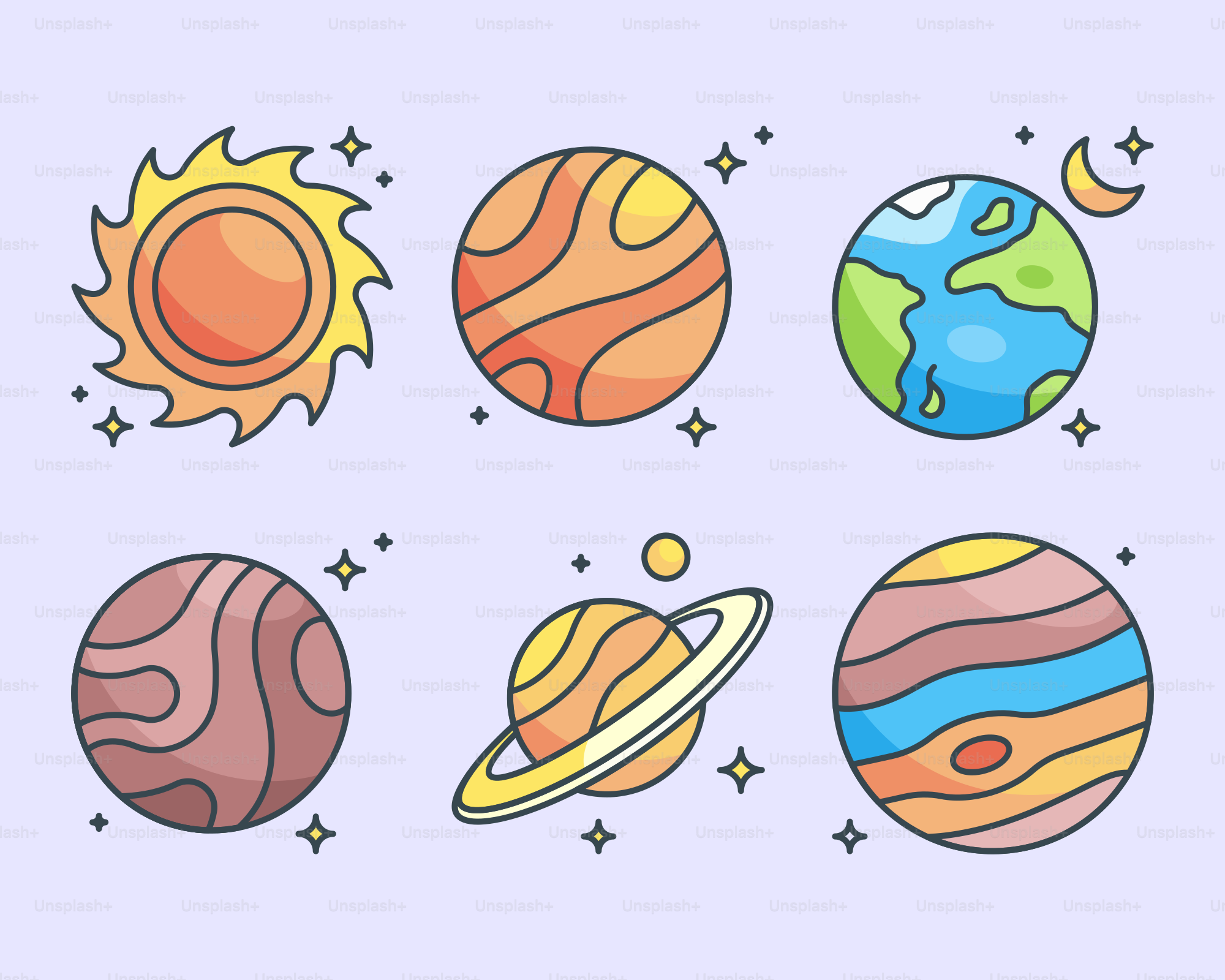 A bunch of planets that are in the sky
