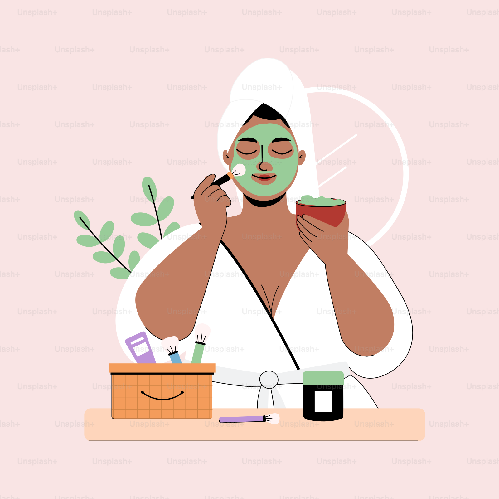 A woman with a face mask holding a cup