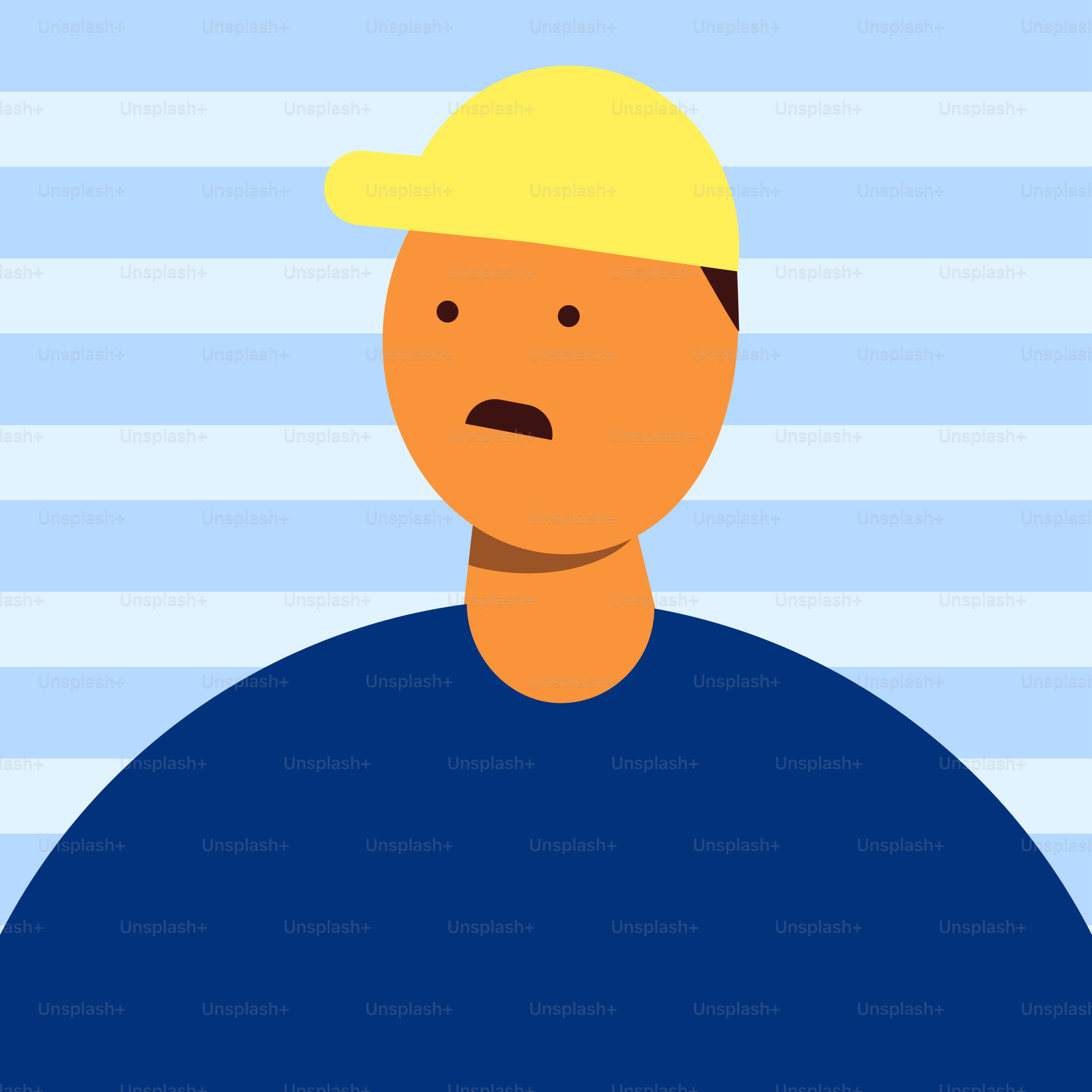 A man in a blue shirt and a yellow hat