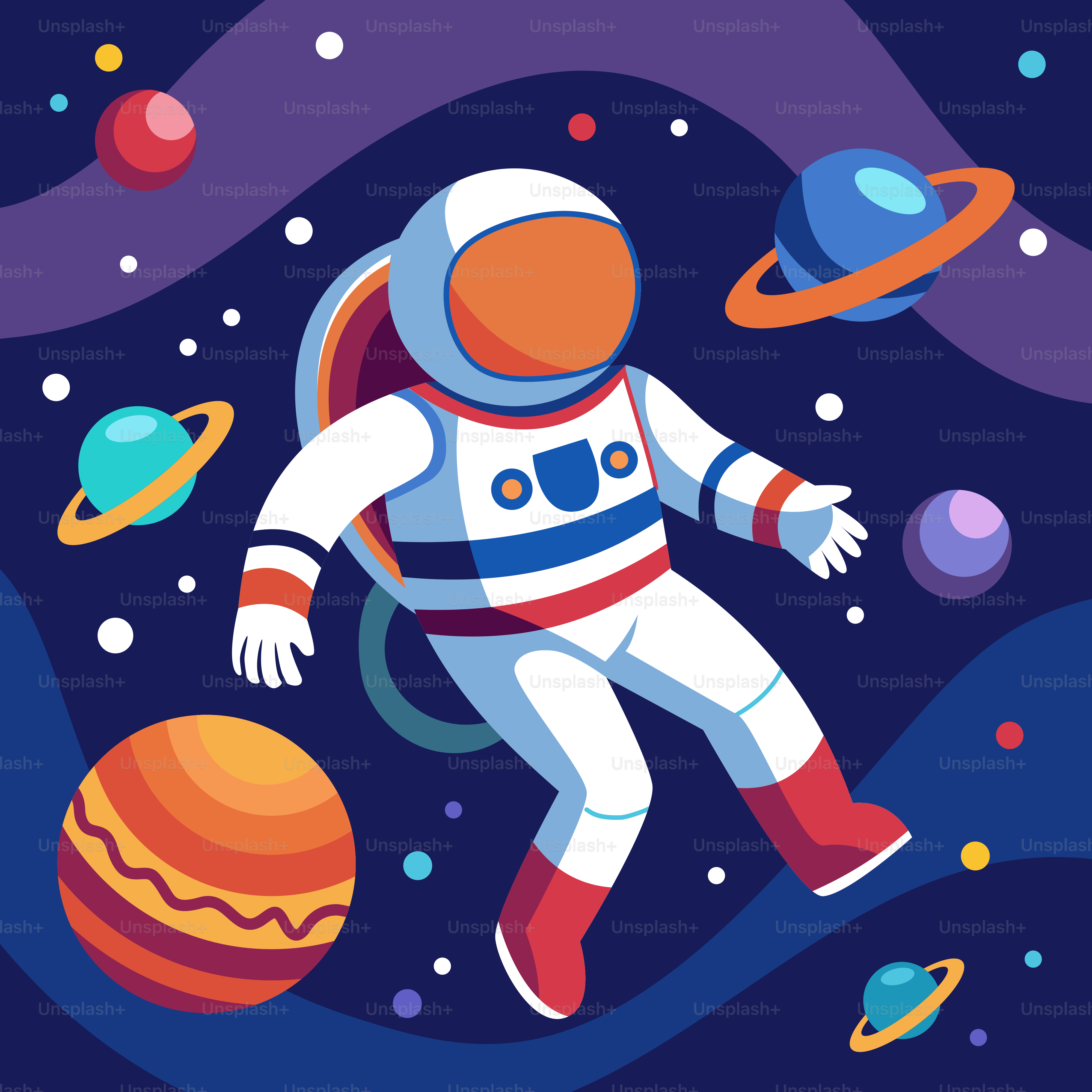 惑星が周囲にいる宇宙飛行士