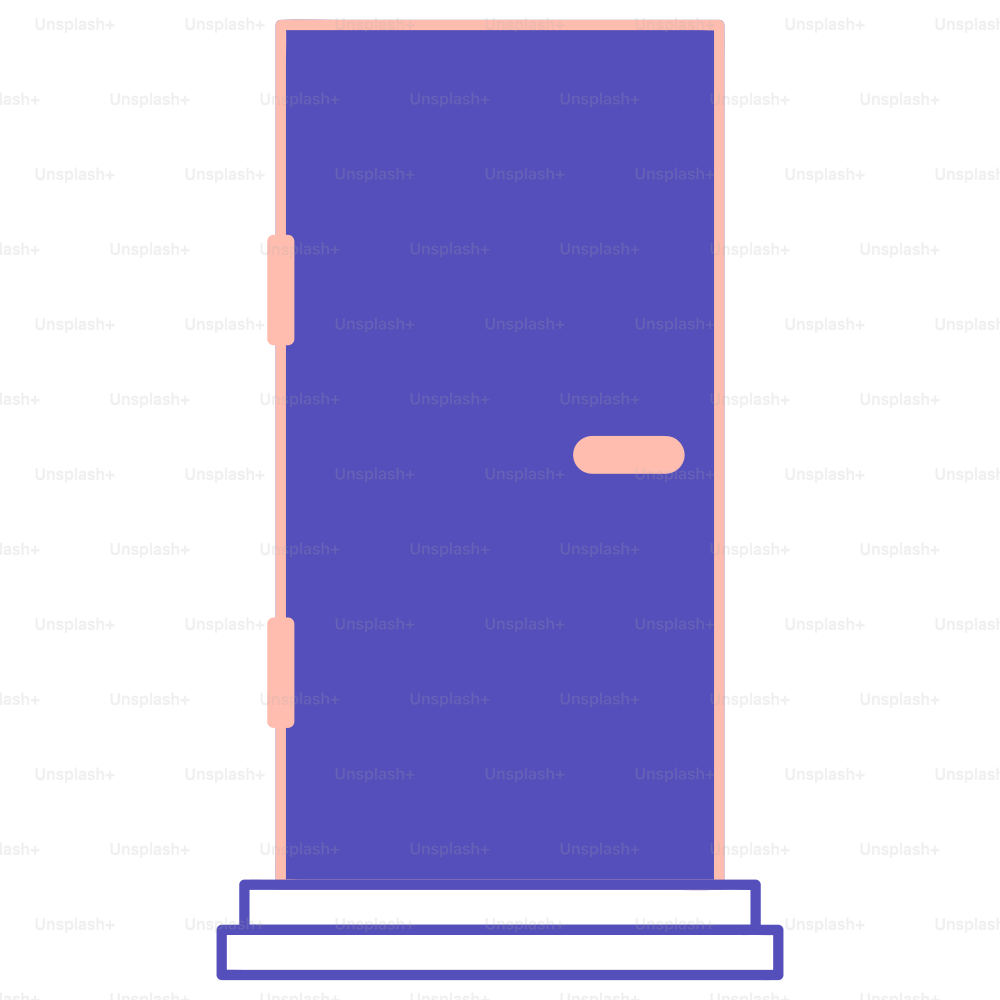 A blue door with a white background