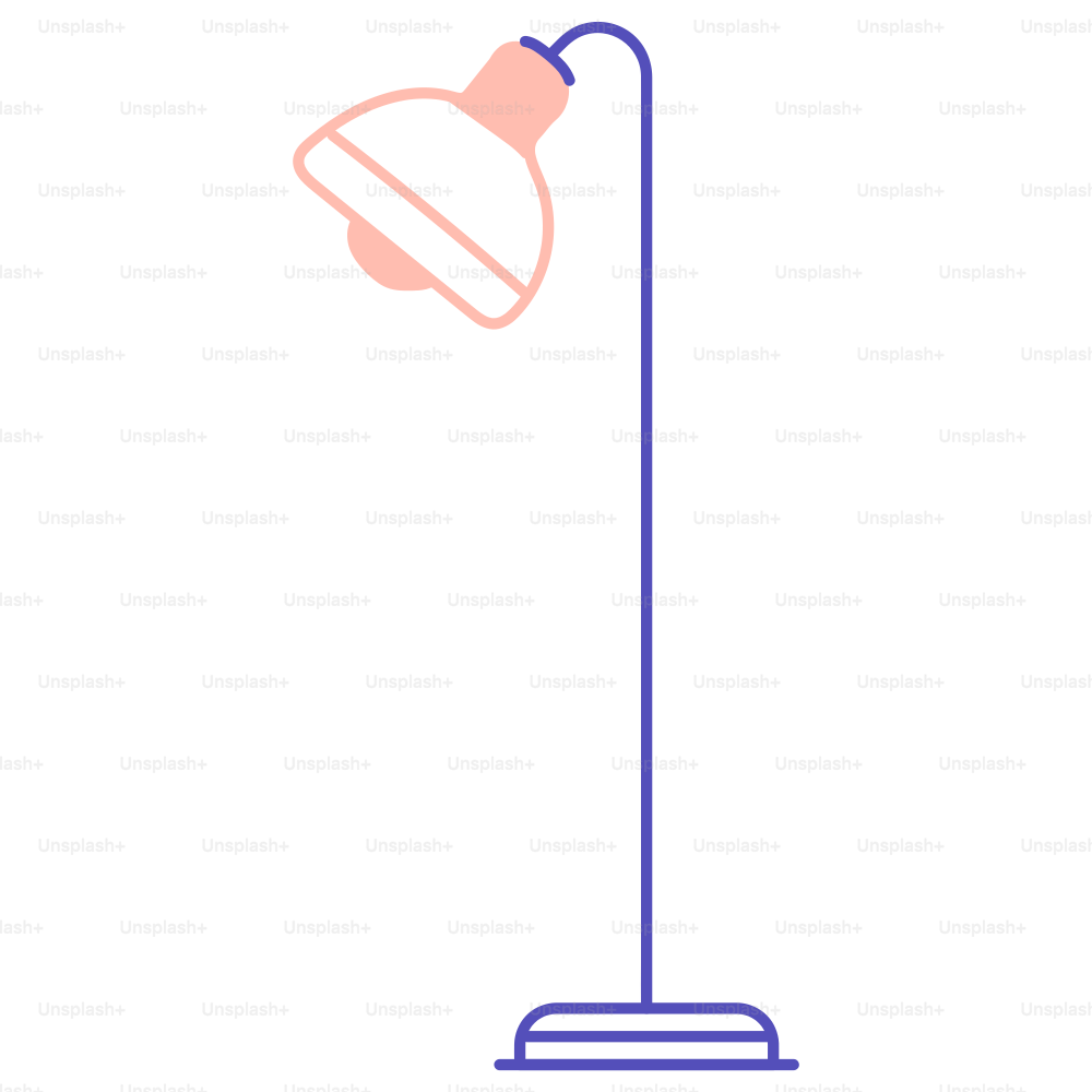 A blue and pink floor lamp on a white background