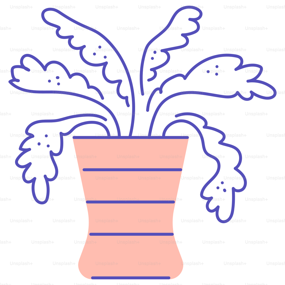 A pink vase with a plant inside of it