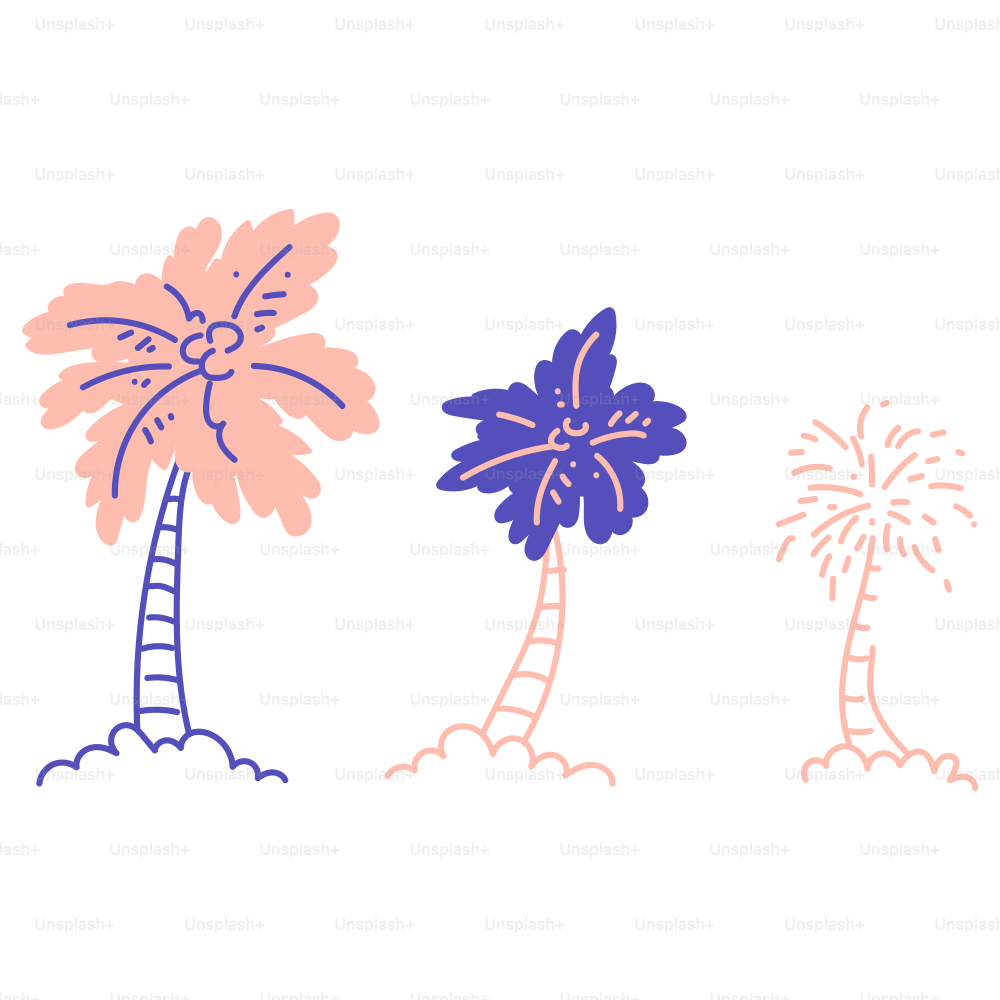 A drawing of a palm tree with a sky background