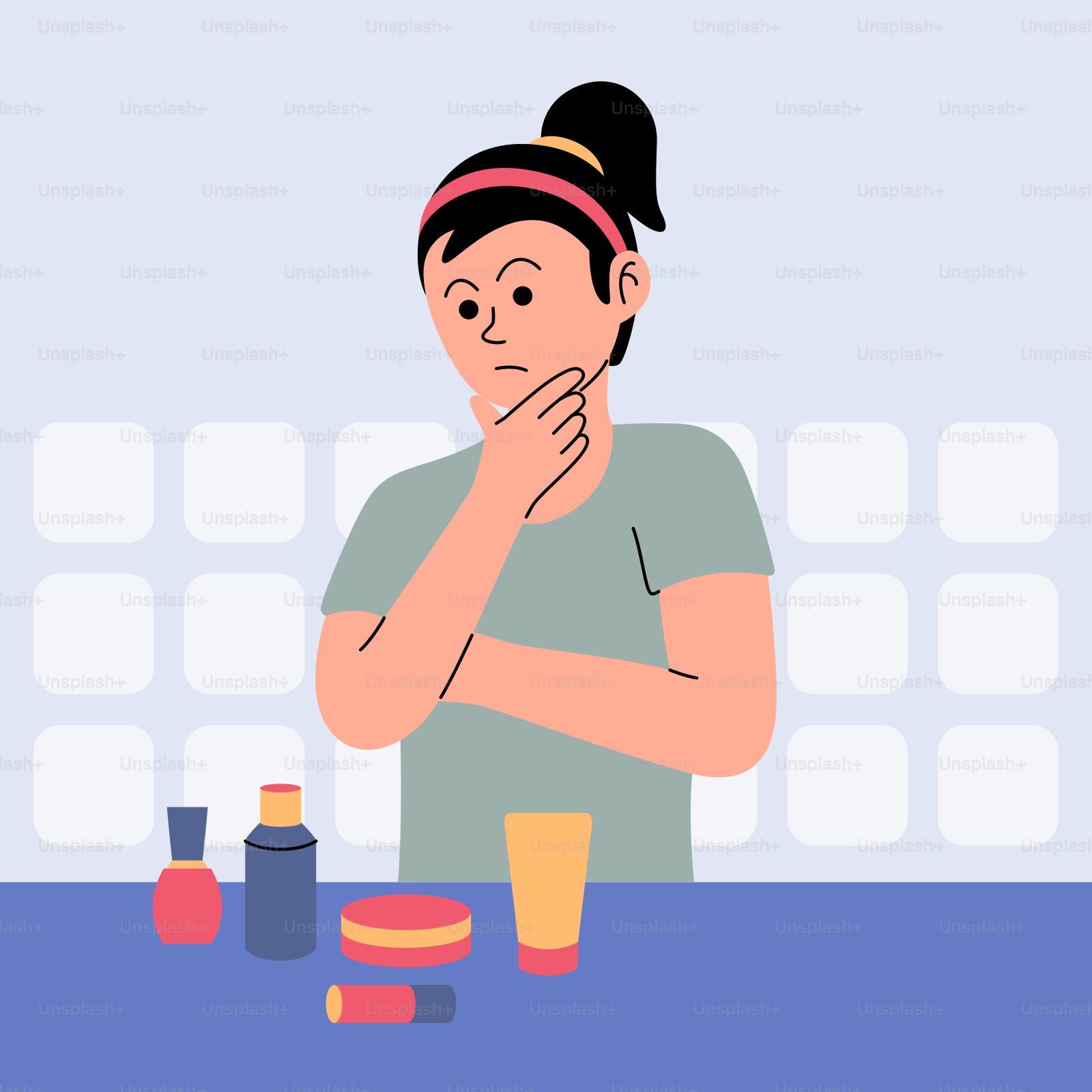 A woman sitting at a table with a bottle of pills