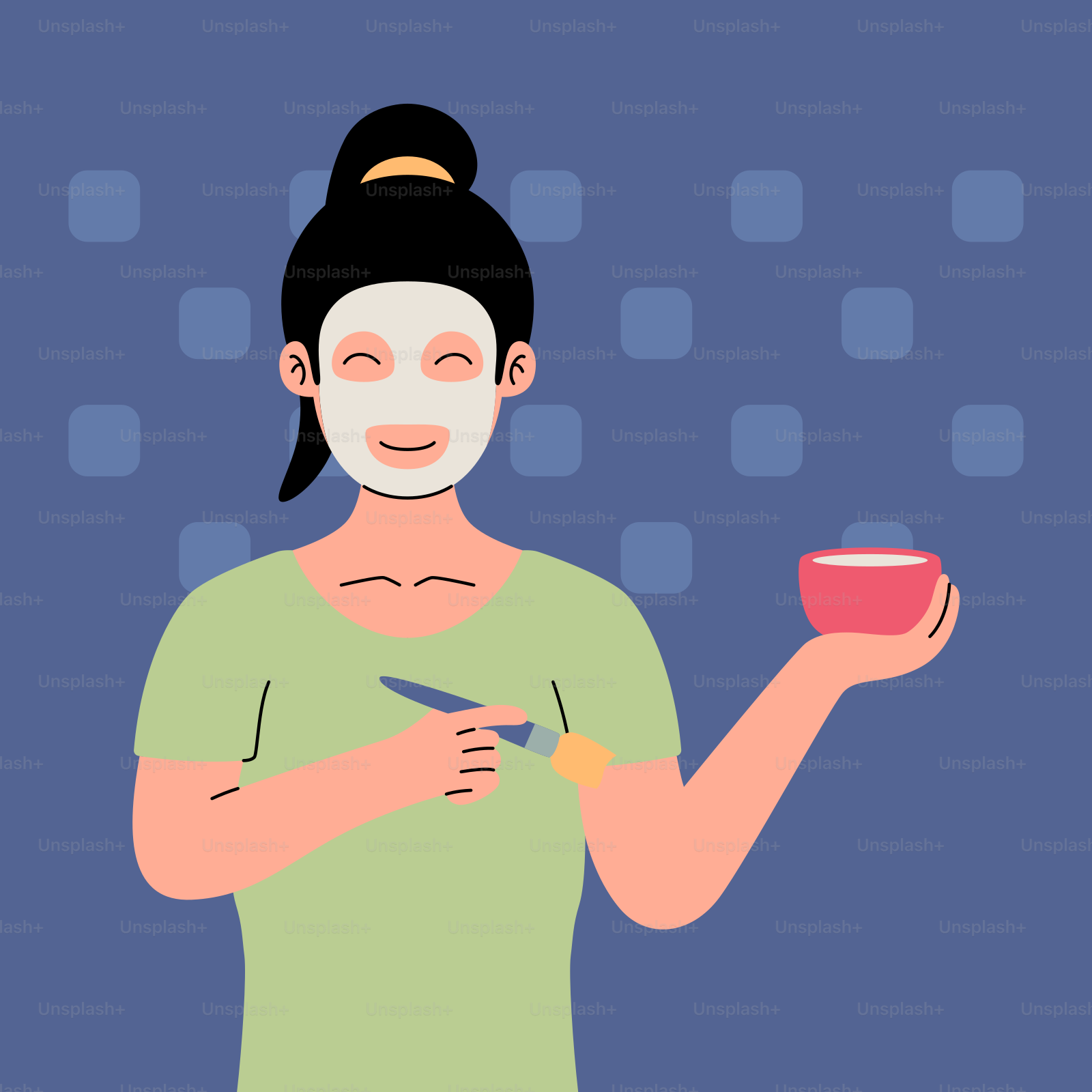 マスクをした女性がコーヒーを手にしている