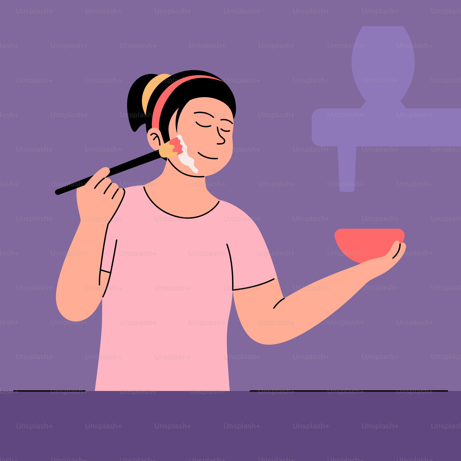 A woman eating a bowl of food with chopsticks