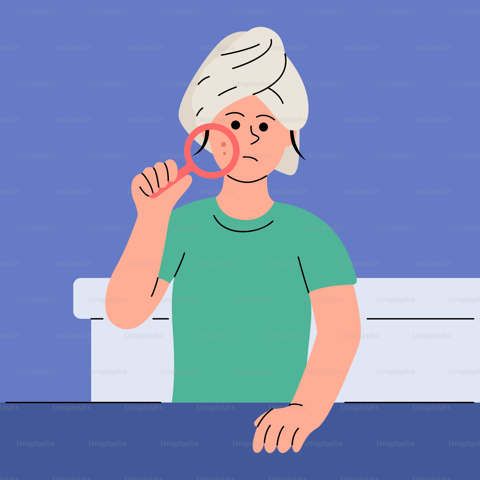 A person sitting at a table with a magnifying glass