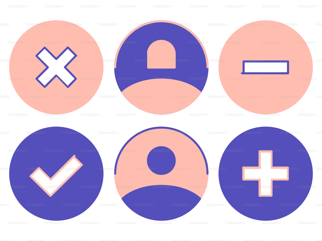 Eine Reihe verschiedener Symbole, die gruppiert sind