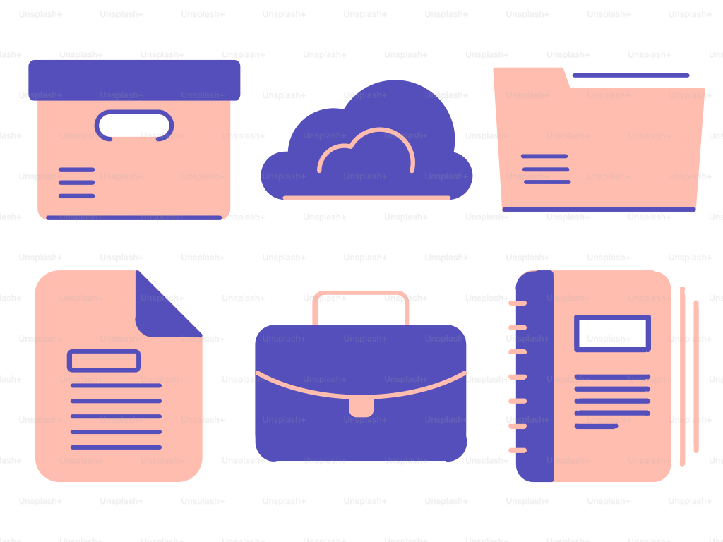 Ein Satz verschiedener Ordnertypen