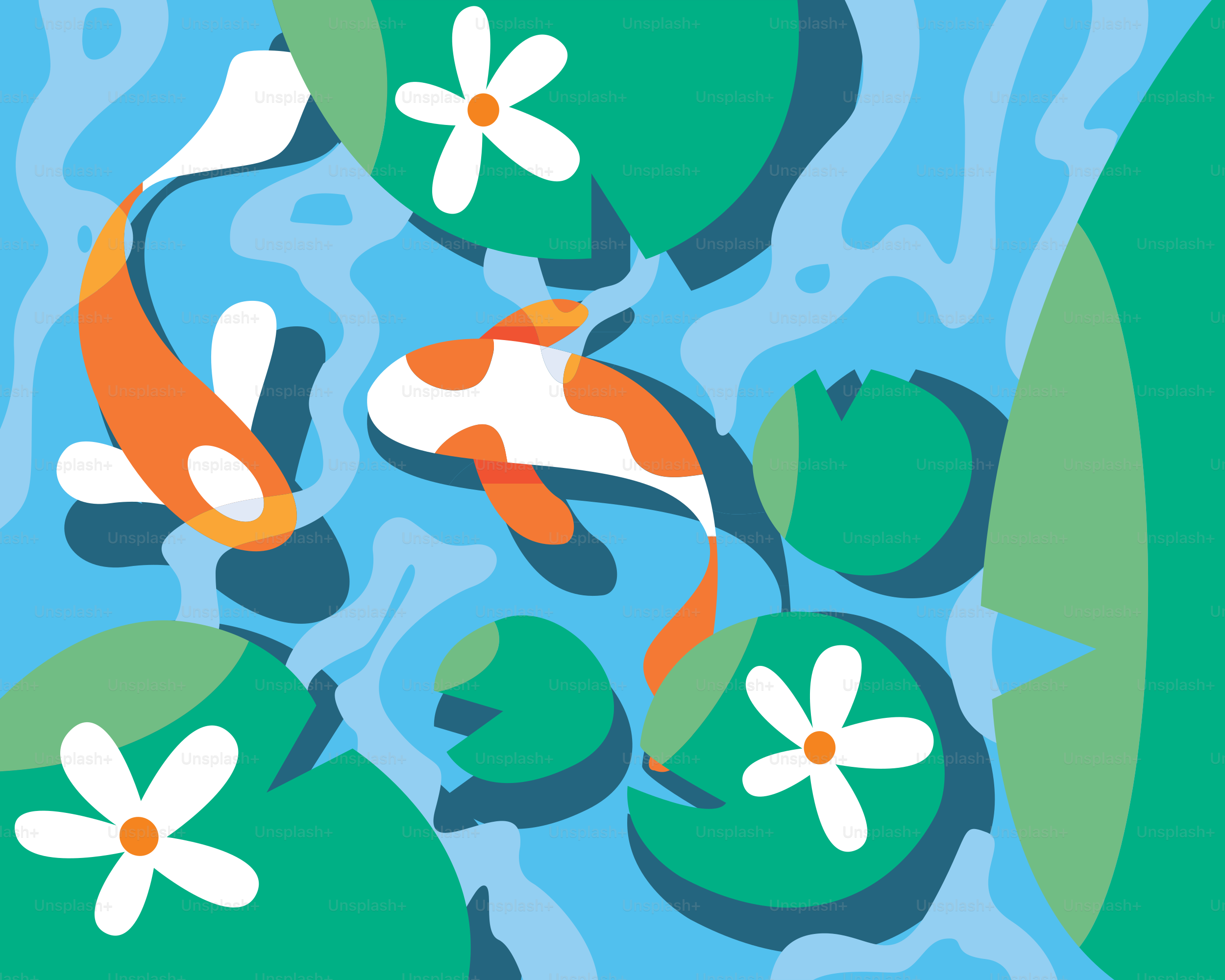 A group of fish swimming in a pond