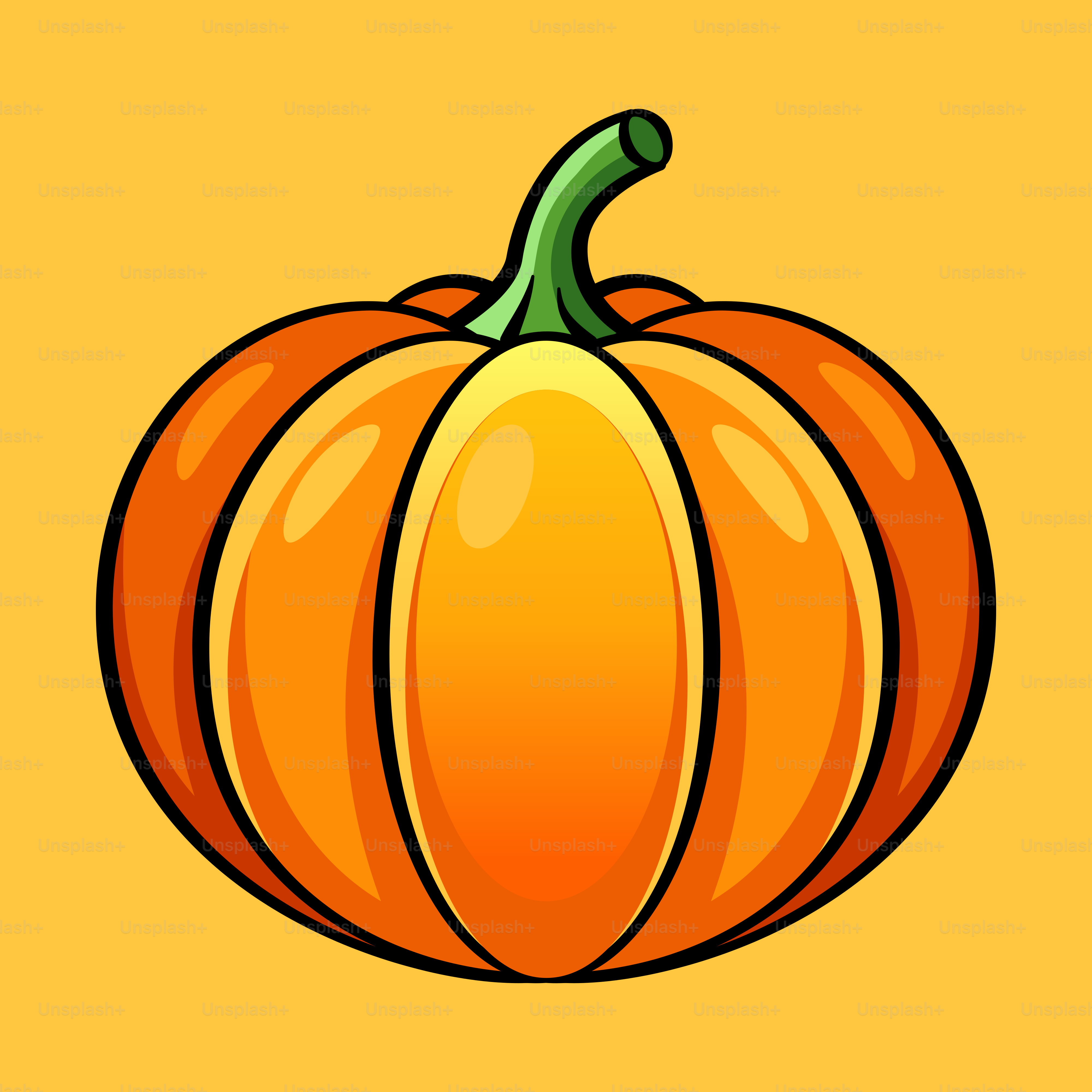 A picture of a pumpkin on a yellow background