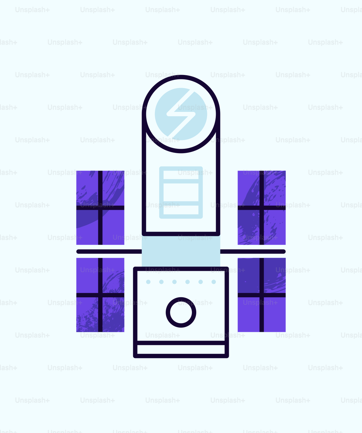 A clock sitting on top of a purple box