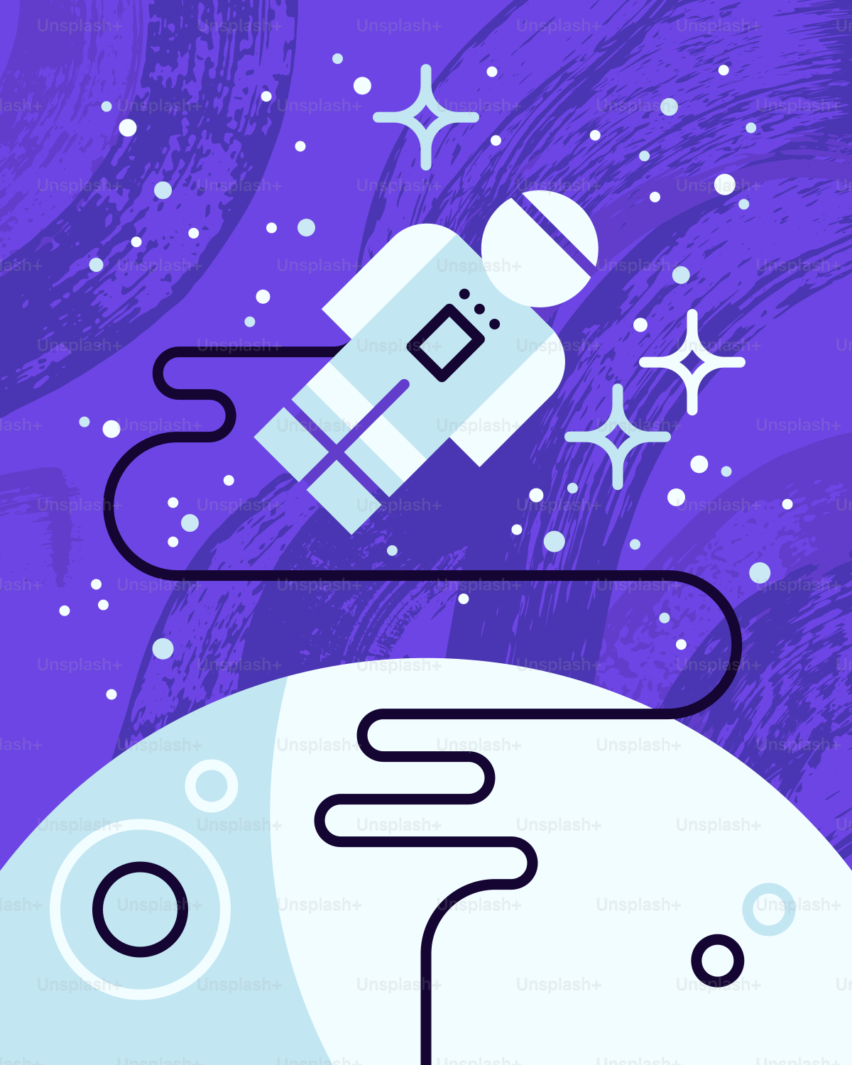 Uma ilustração de um ônibus espacial voando pelo céu