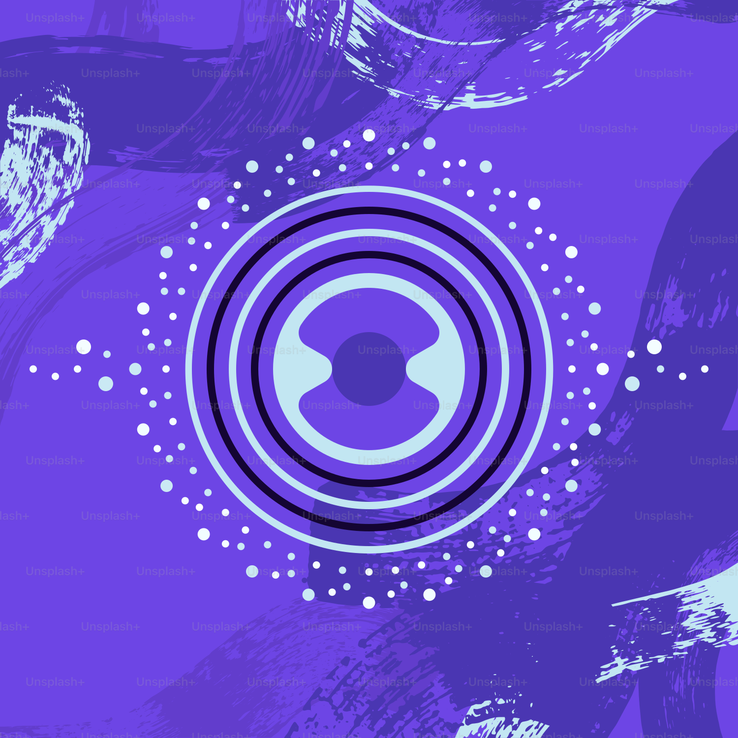 Un fond bleu et violet avec des cercles et des points