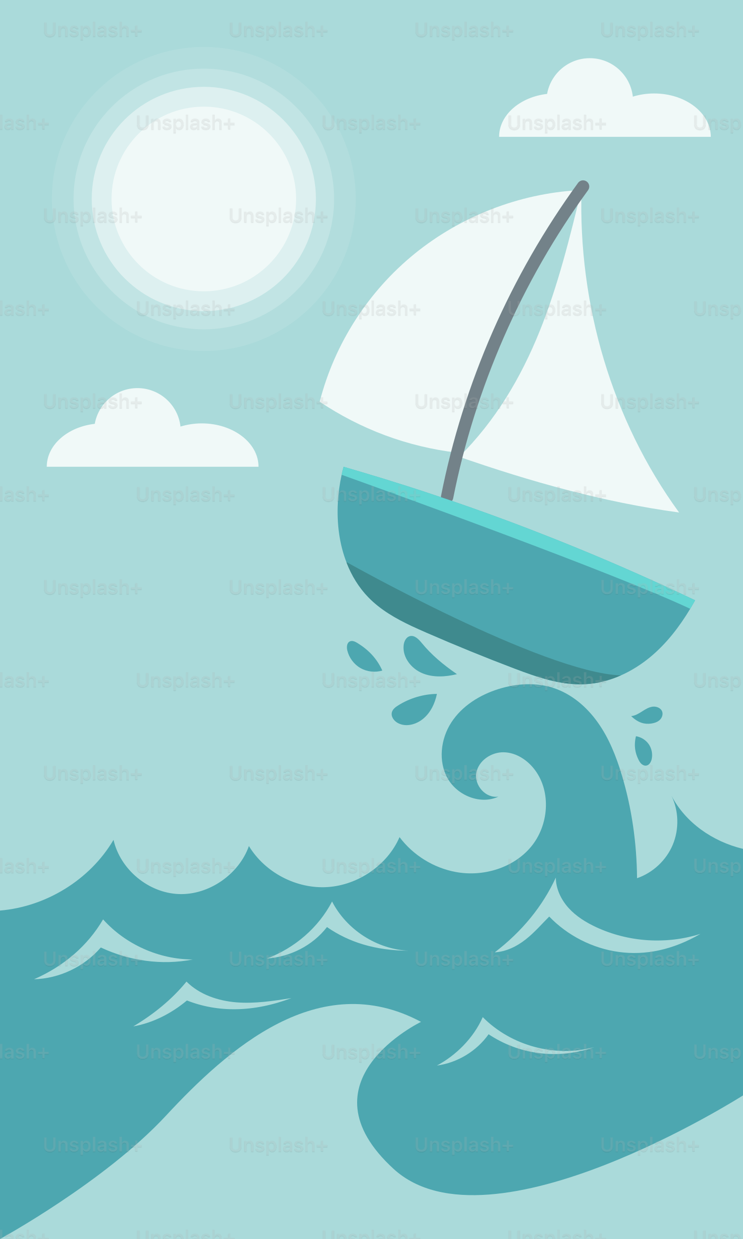 Ein Boot, das auf einer Welle im Ozean treibt