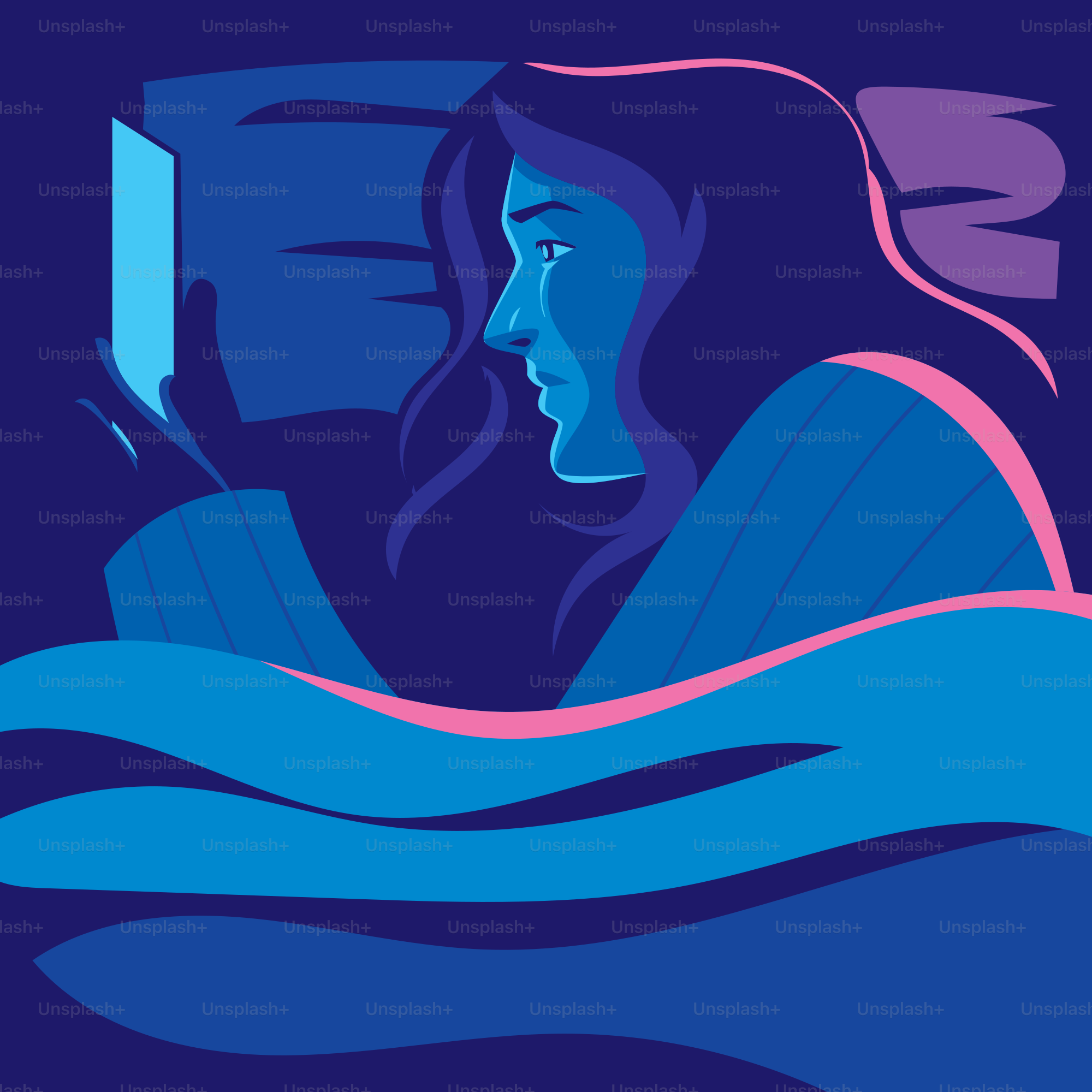 A woman is reading a book in bed