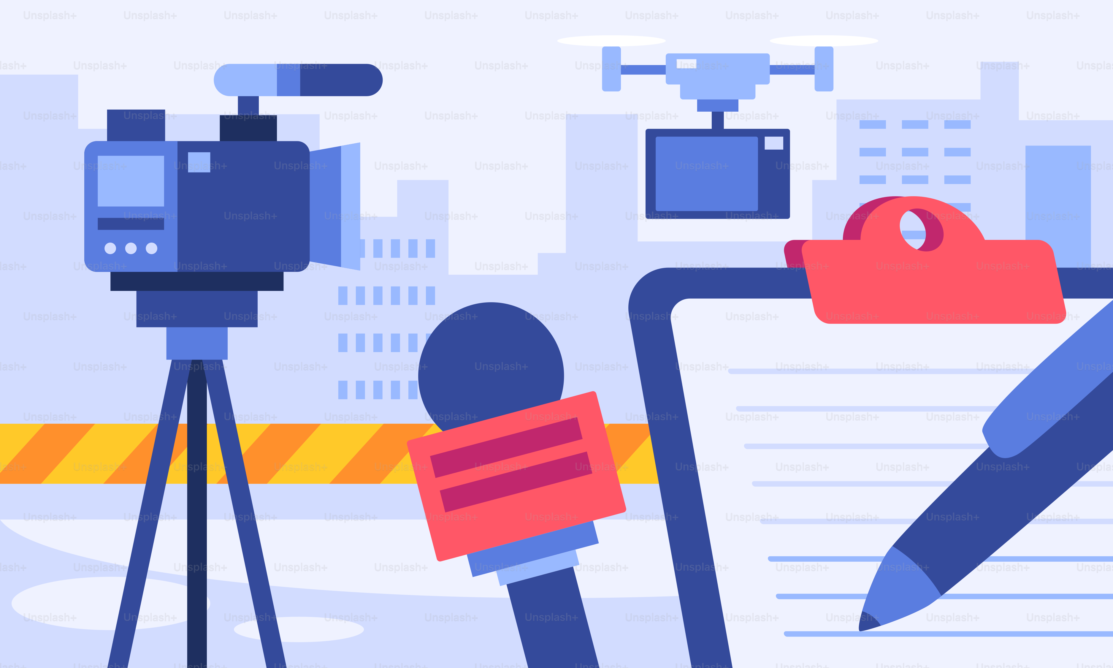 Eine Kamera und ein Klemmbrett auf einem Stativ