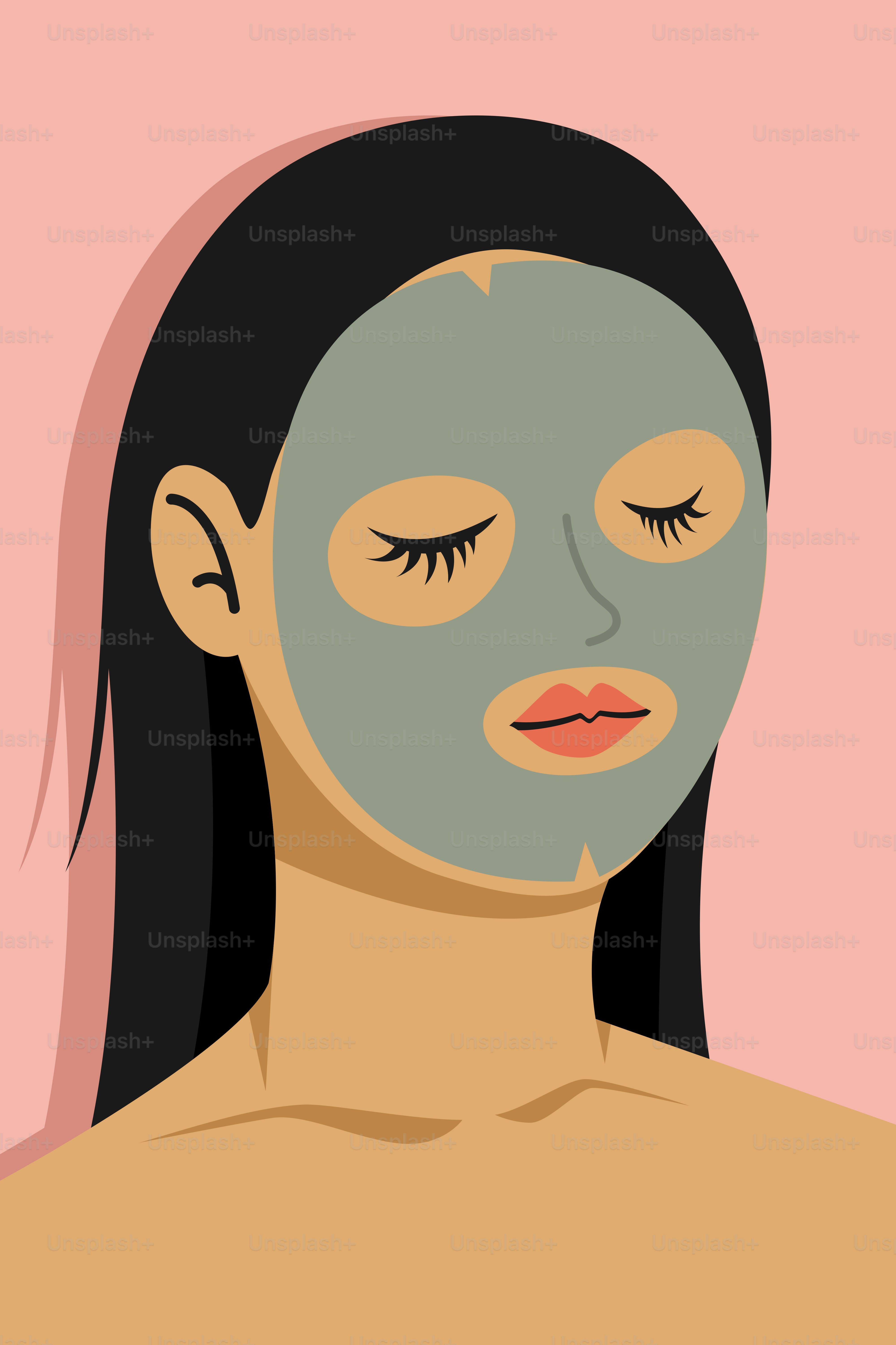 A woman with a facial mask on her face