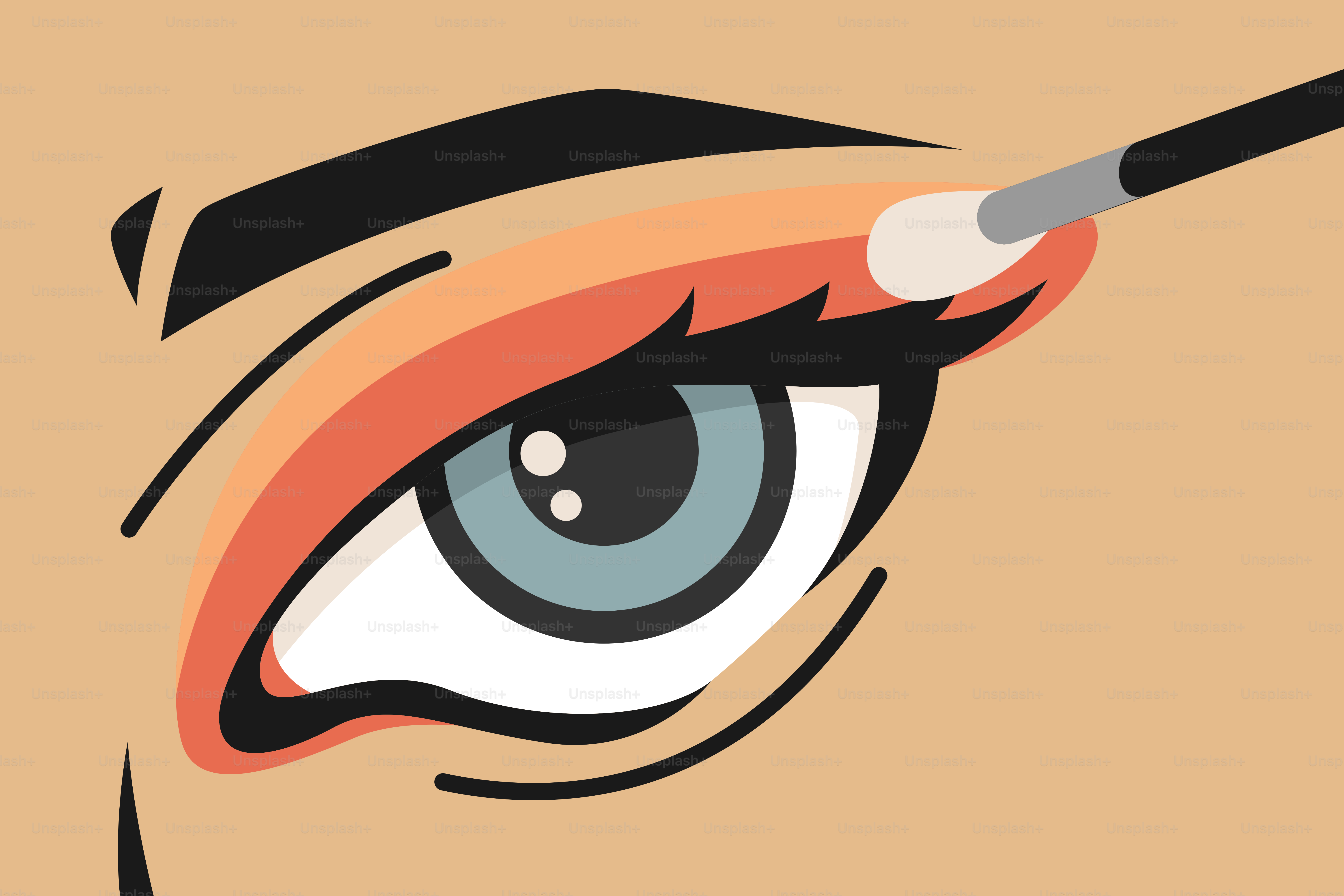 A drawing of a woman's eye with a pencil