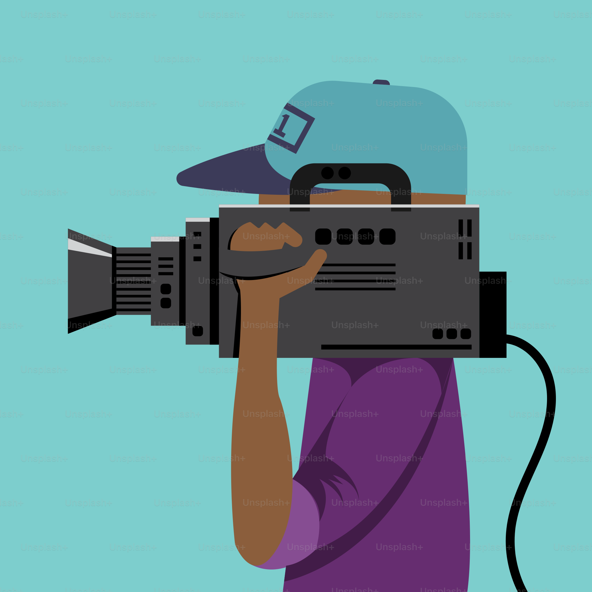 Ein Mann, der eine Kamera hält und einen Hut auf dem Kopf trägt