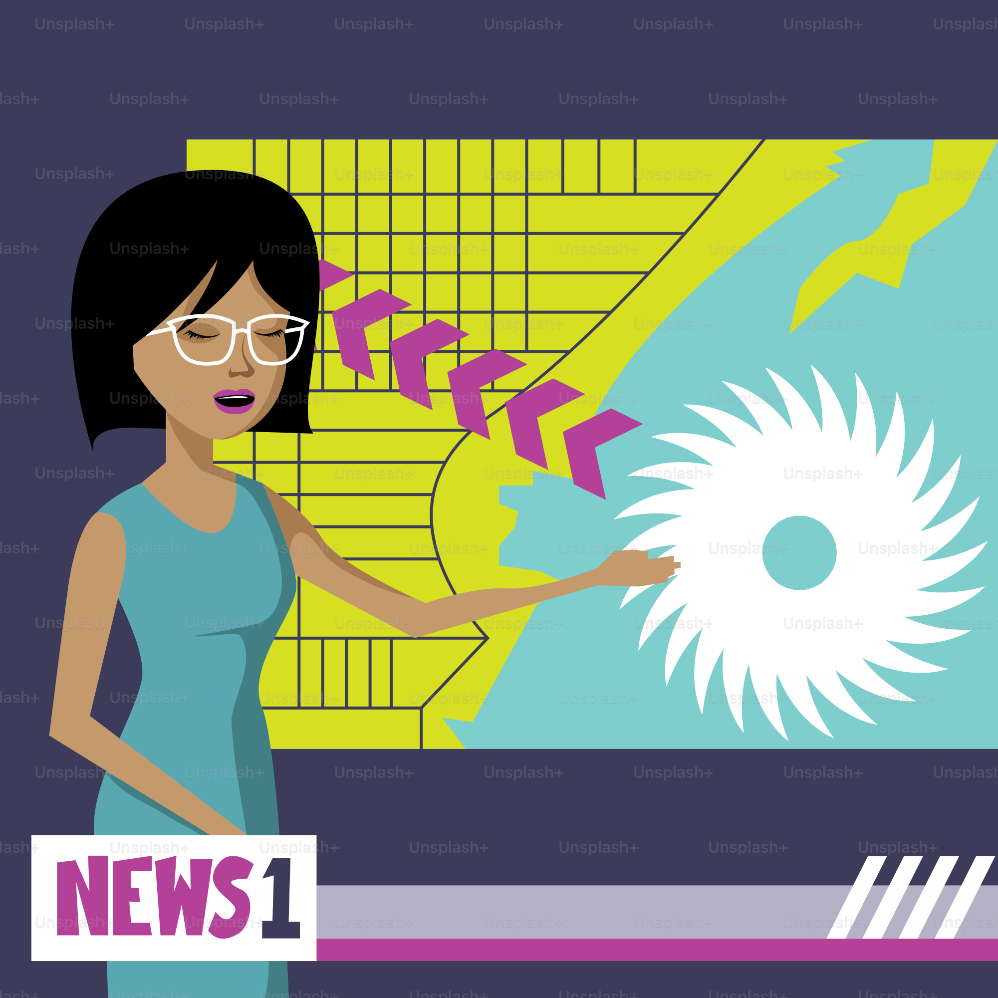 Eine Frau in einem blauen Kleid, die einen weißen Gegenstand hält