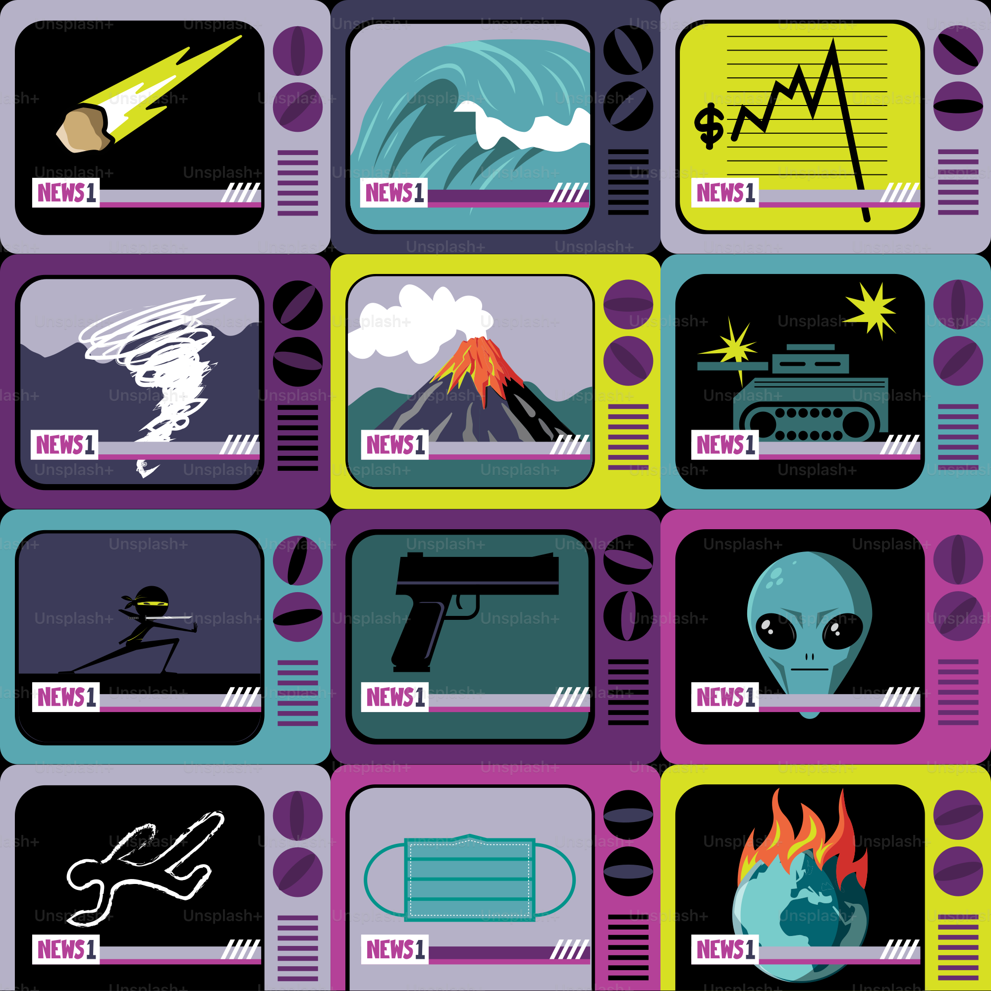 Ein Poster mit vielen verschiedenen Dingen darauf