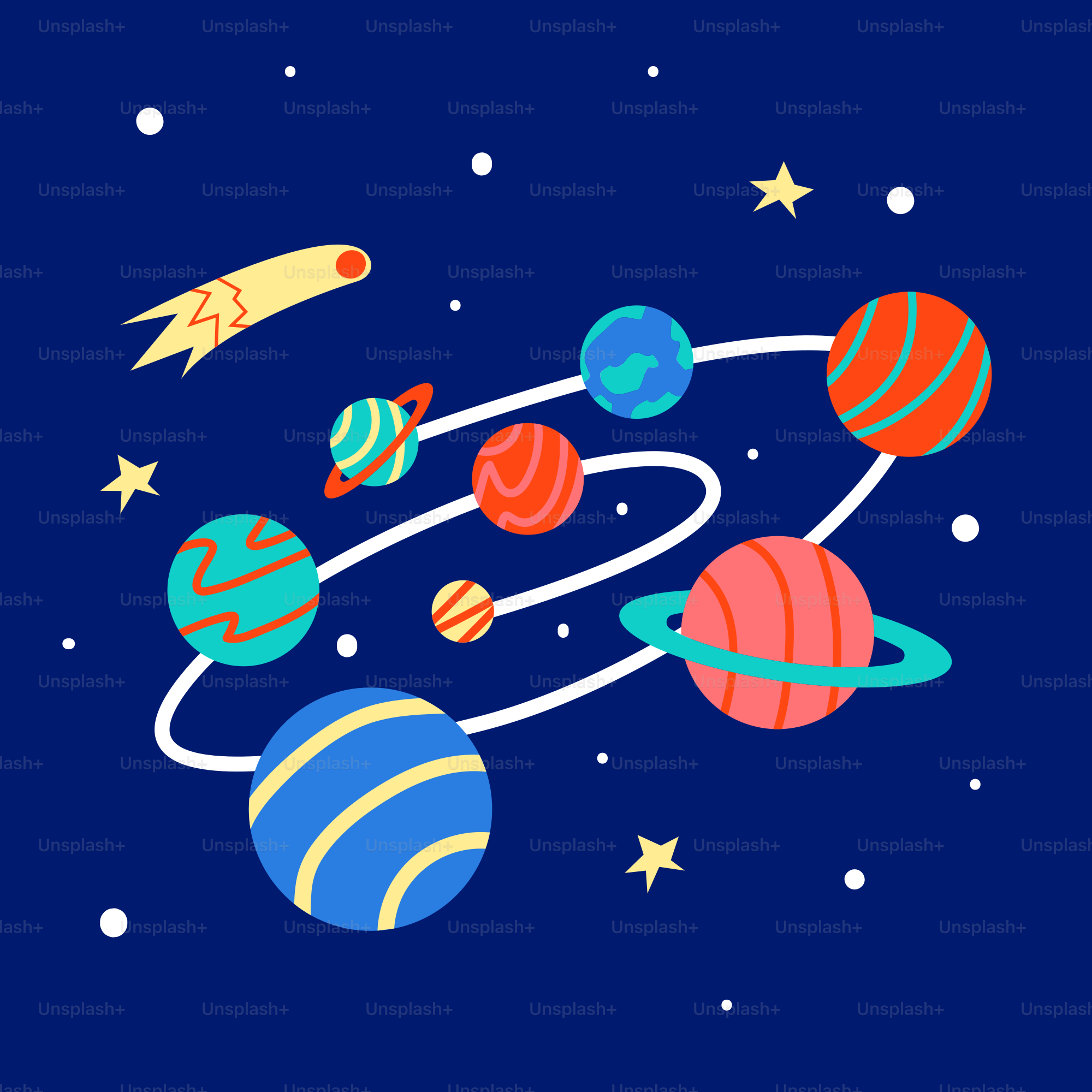 행성과 별이 있는 우주 장면