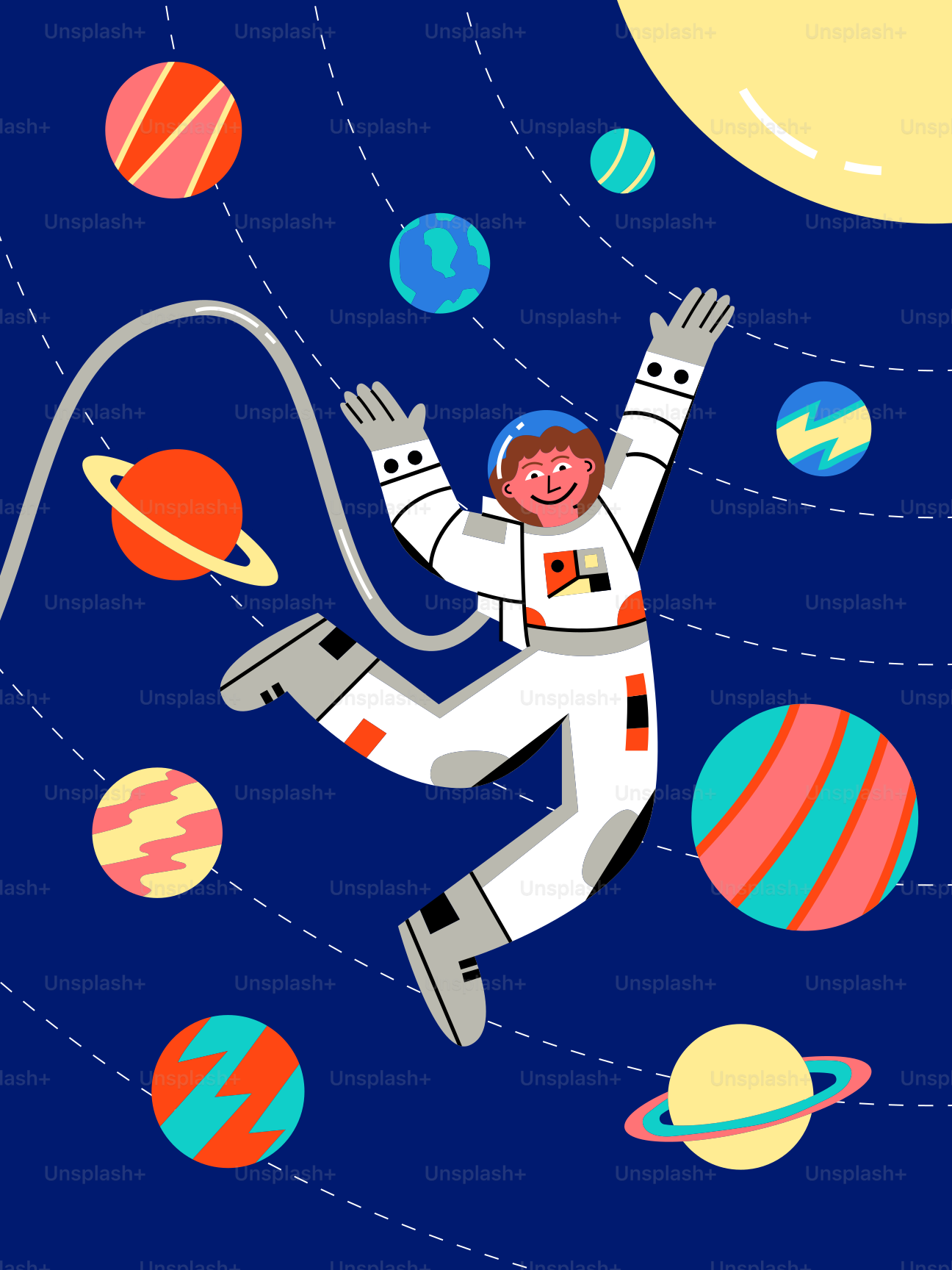 A man in a space suit flying through the air
