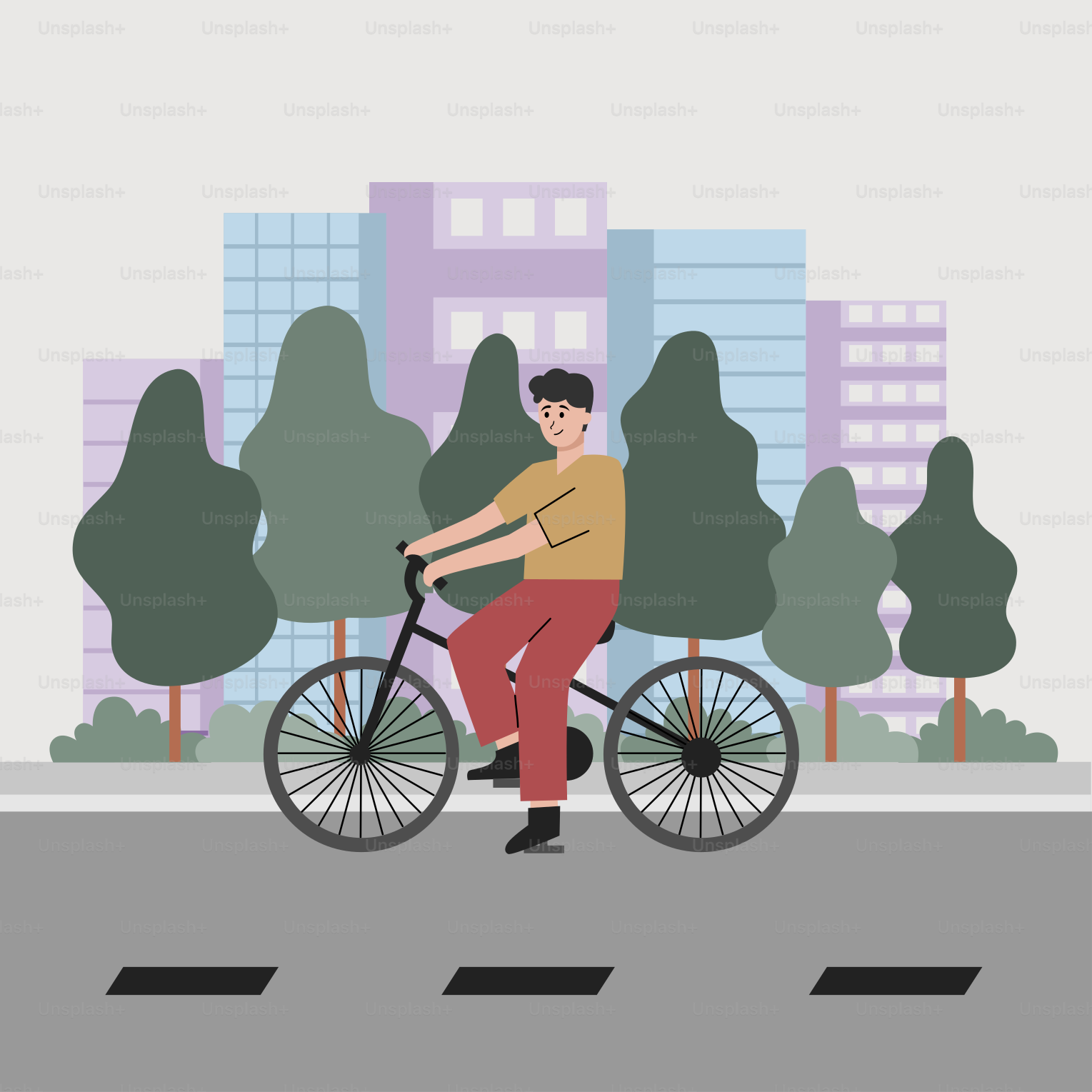 A man riding a bike down a street