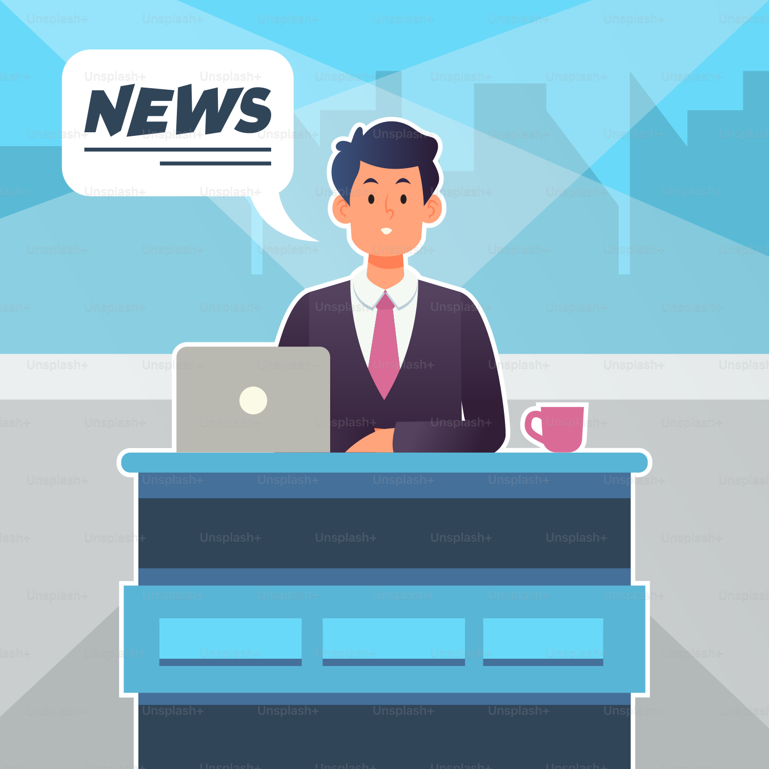 Ein Mann sitzt mit einem Laptop an einem Schreibtisch