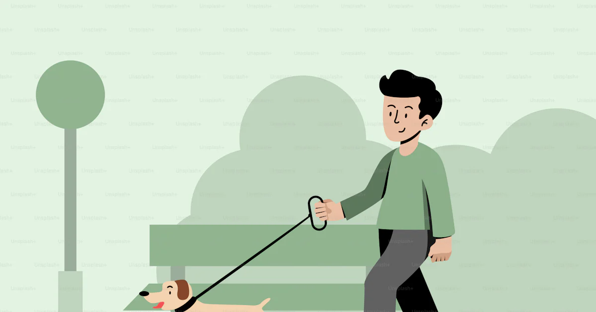 Um homem andando com um cachorro na coleira vetor – Imagem sobre Vida ...