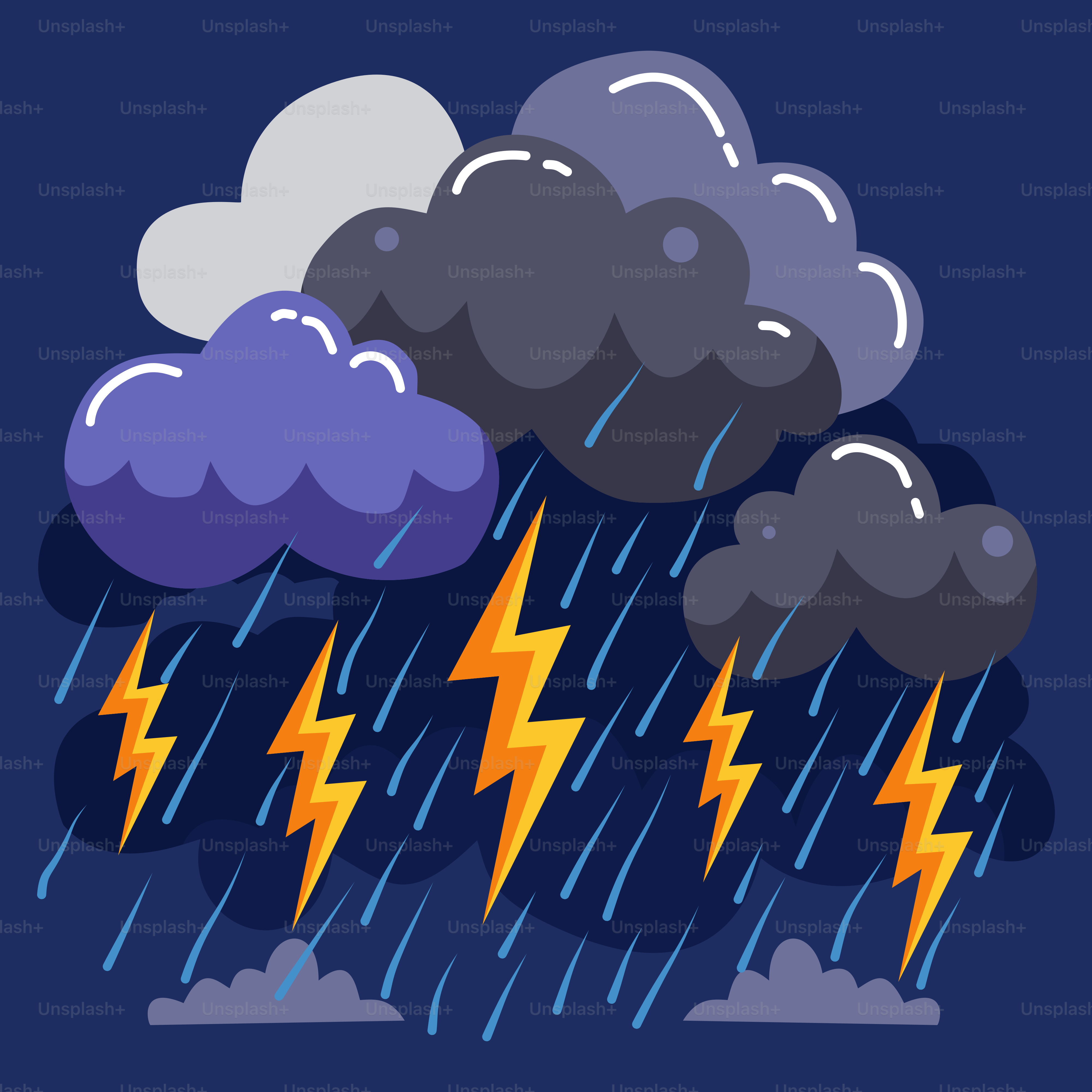 A bunch of storm clouds with lightning coming out of them