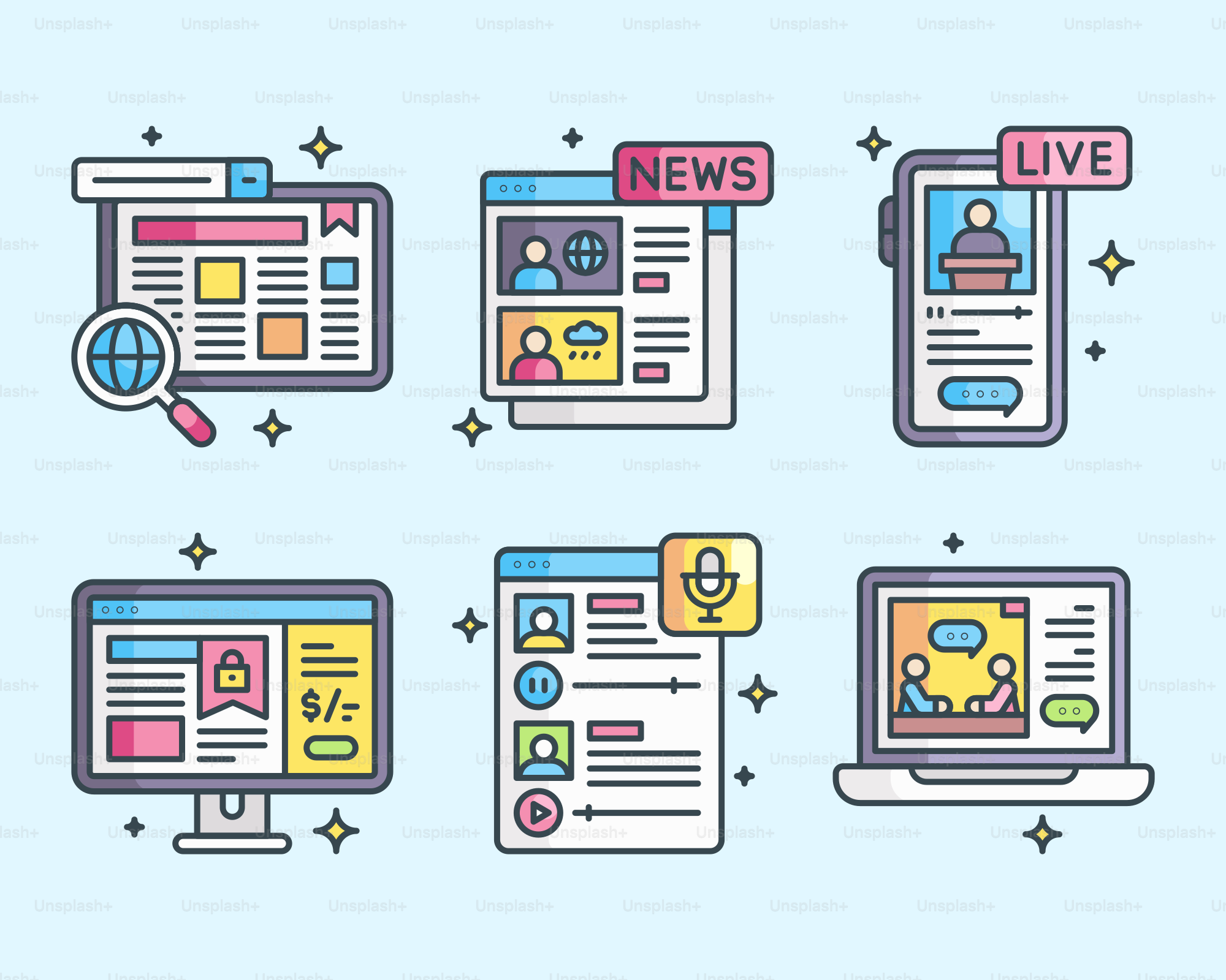 A bunch of different types of web pages