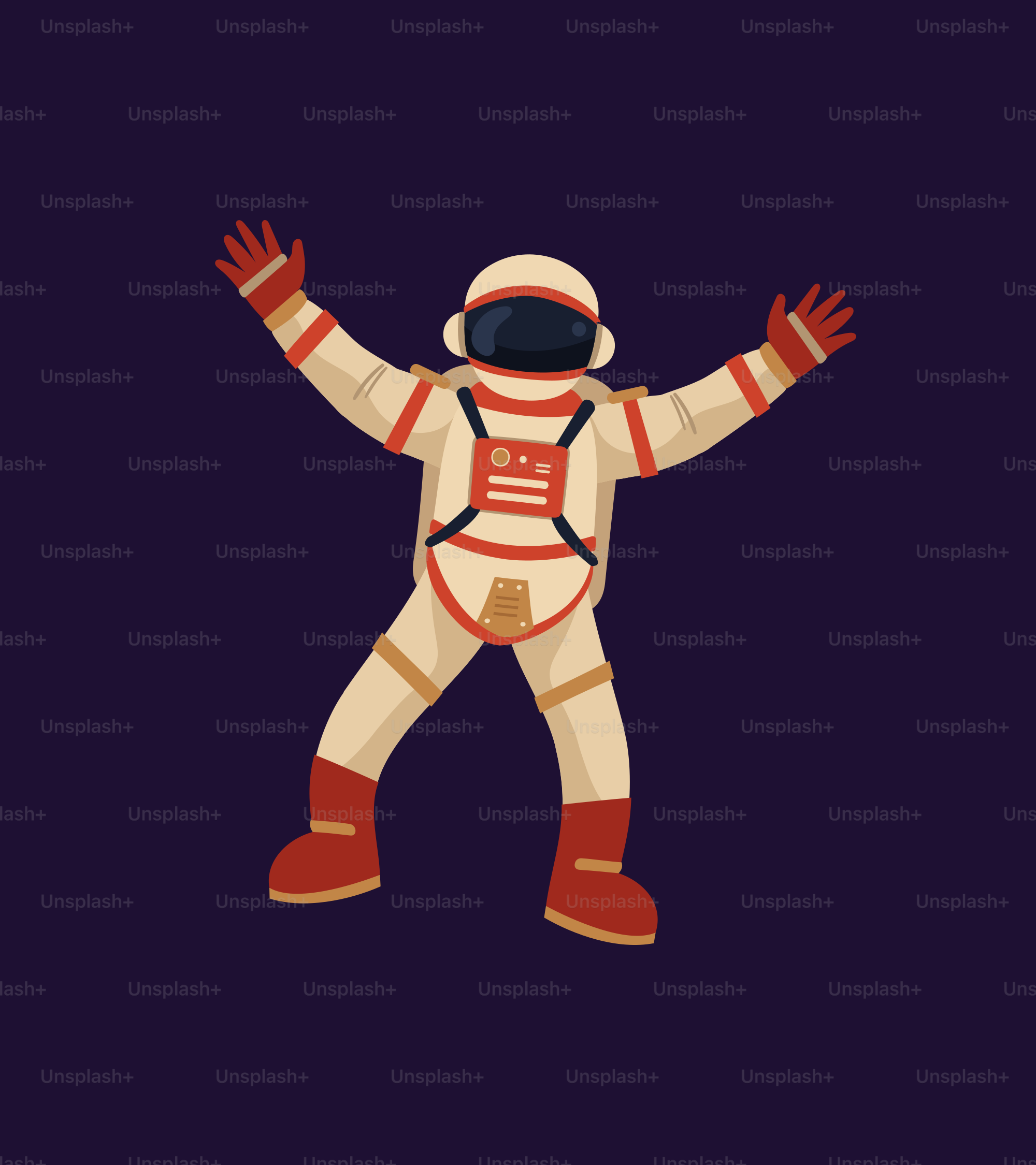 A man in an astronaut suit with his arms outstretched