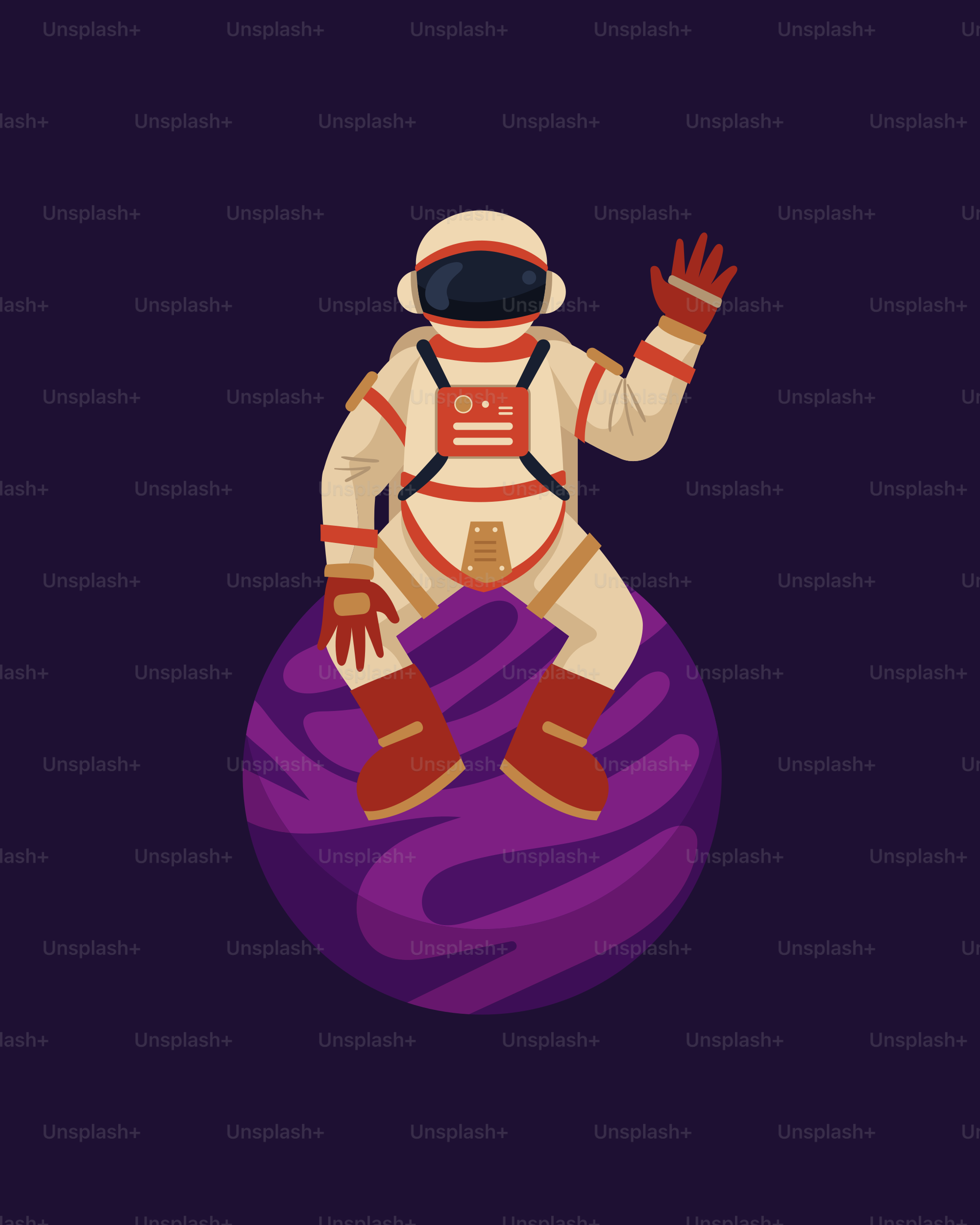An astronaut sitting on top of a purple ball