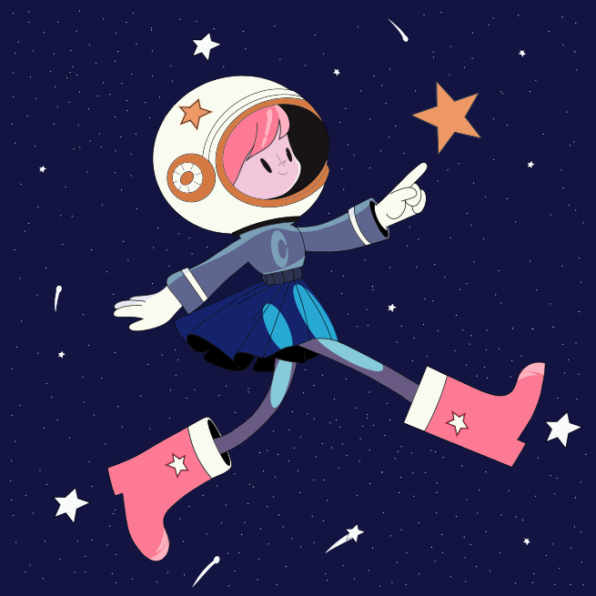 Una persona con traje espacial está volando por el aire