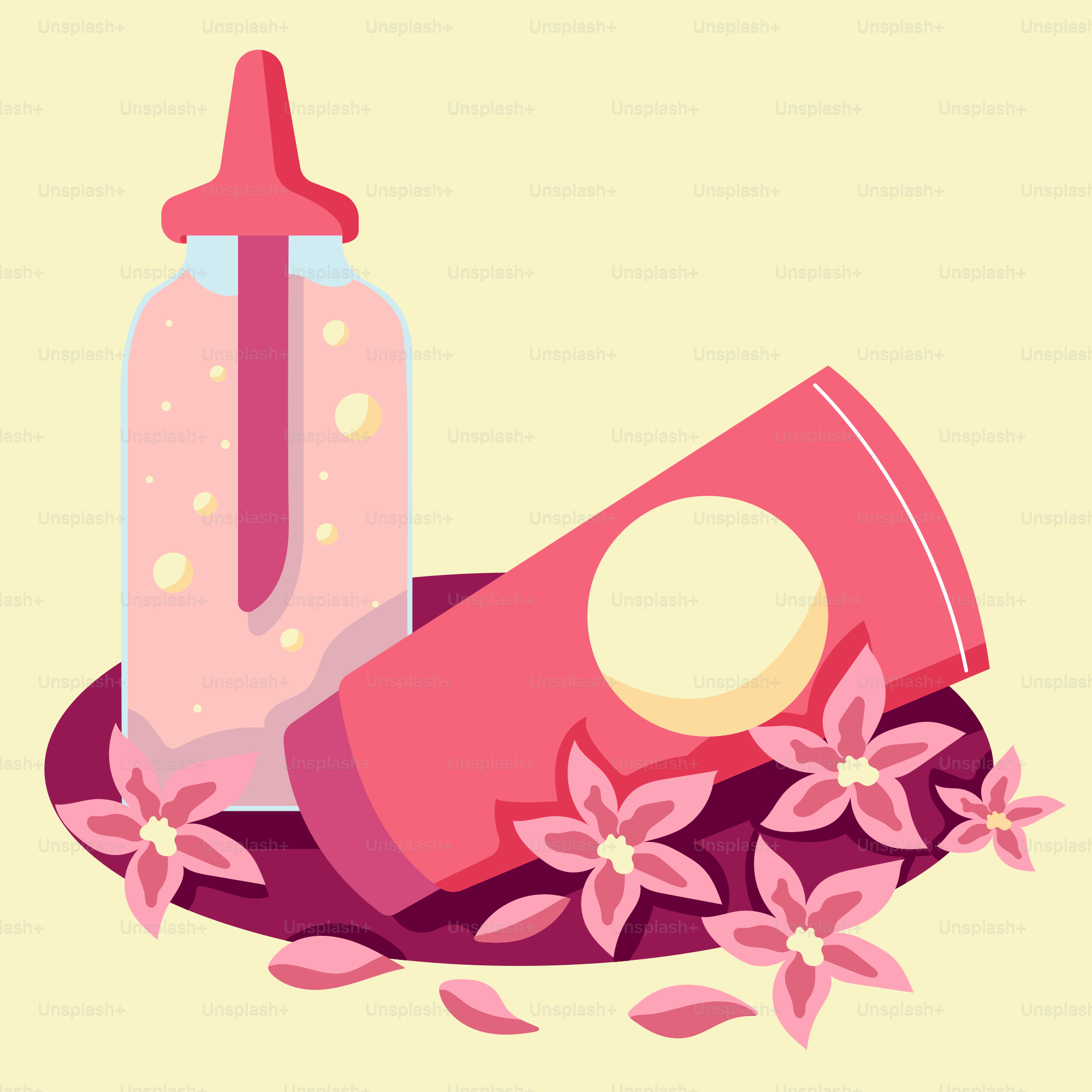 A bottle of lotion sitting on top of a hat