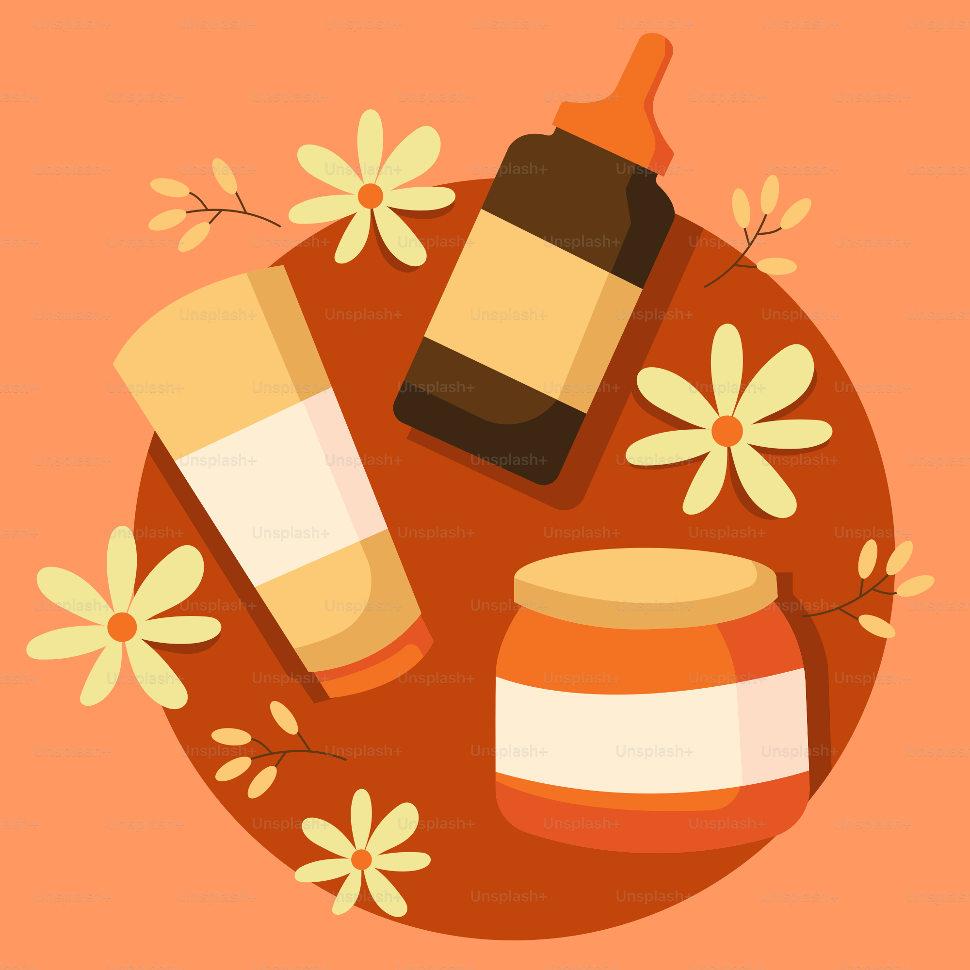 A bottle of lotion and a jar of lotion on a pink background