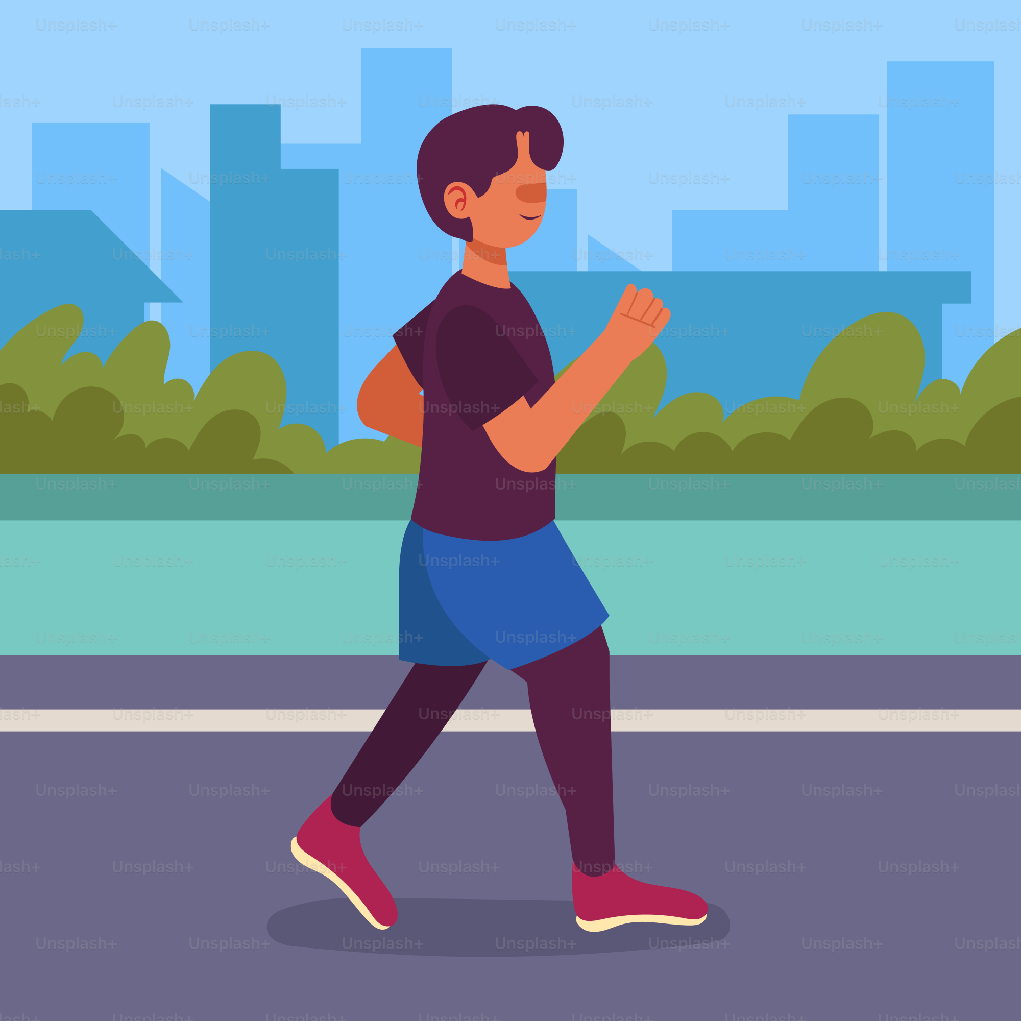 A man running on a city street